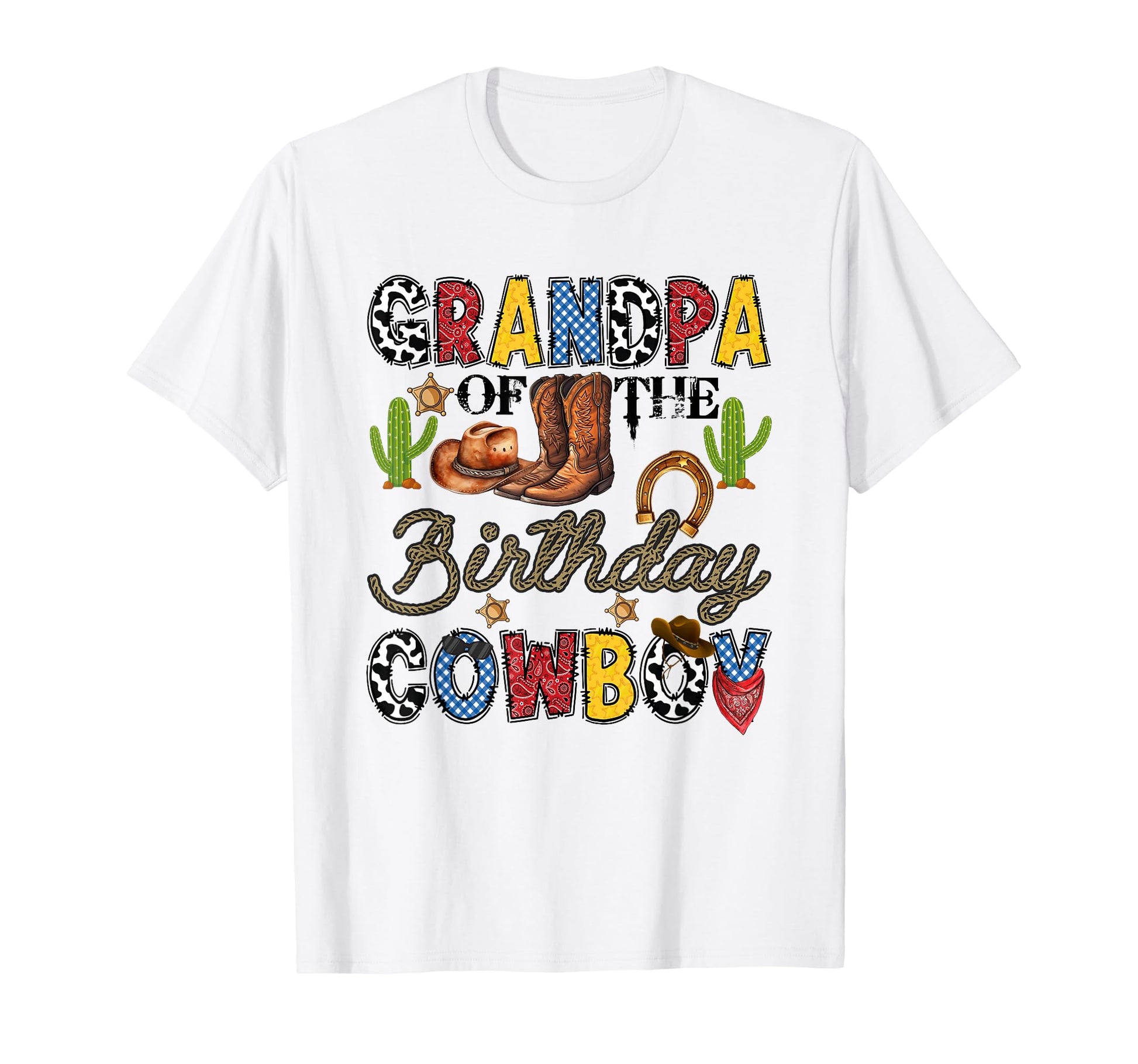 Grandpa Birthday Cowboy Western Birthday T-Shirt - Graphic Print Men Women - T-Shirt, Sweatshirt, Hoodie