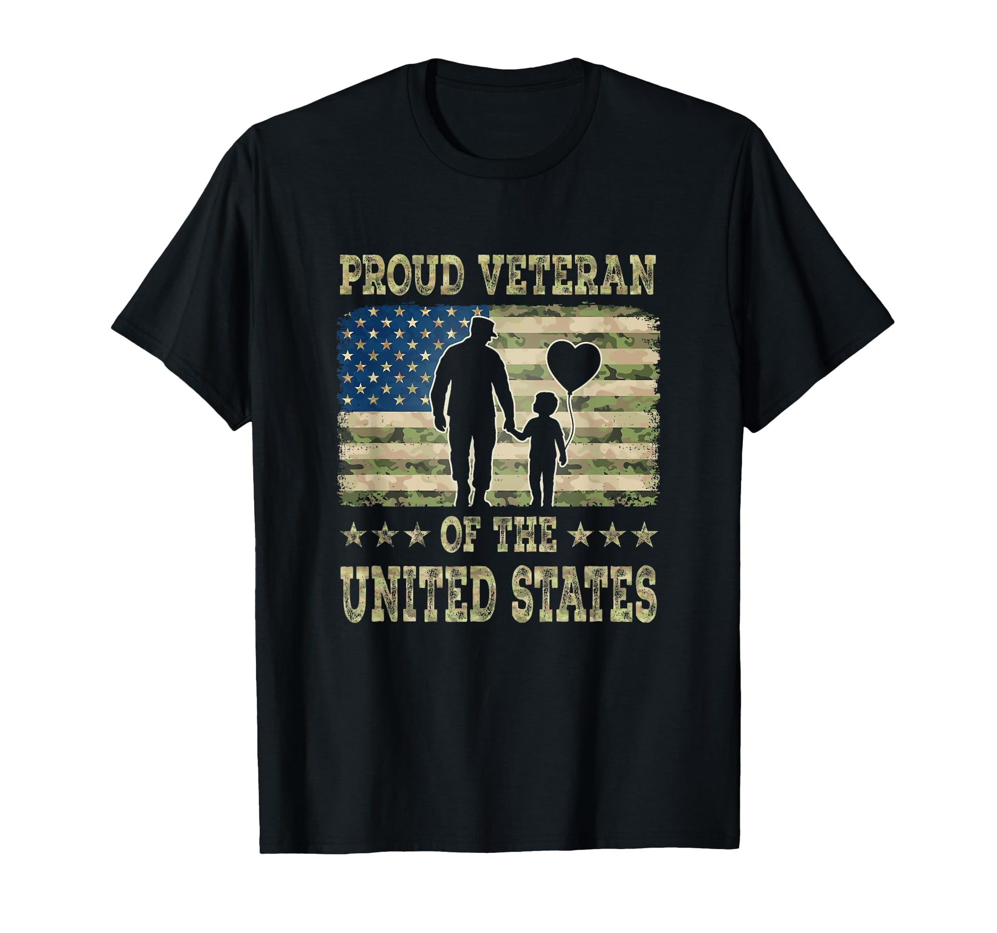 Proud Veteran Camouflage Flag Military T-Shirt - Trendy Graphic for Adults - T-Shirt, Sweatshirt, Hoodie