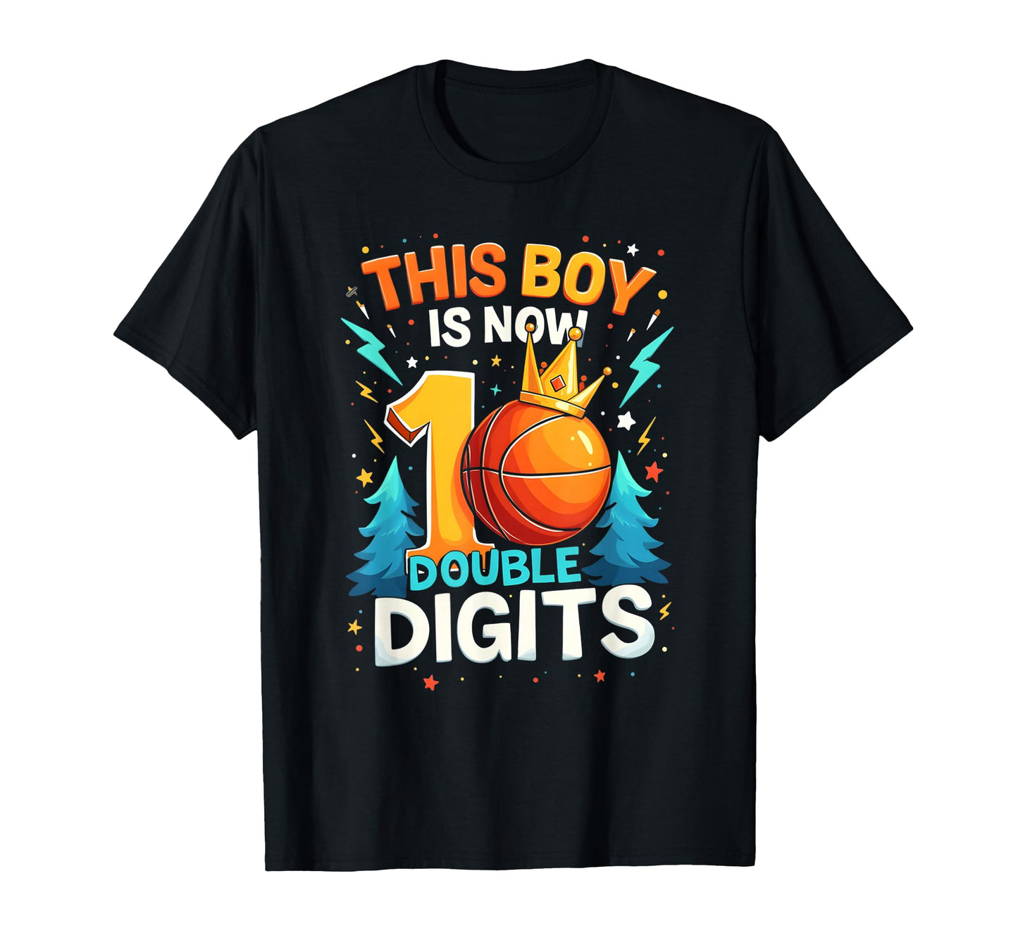 Double Digits Basketball Birthday 10 T-Shirt - Trendy Graphic for Adults - T-Shirt, Sweatshirt, Hoodie