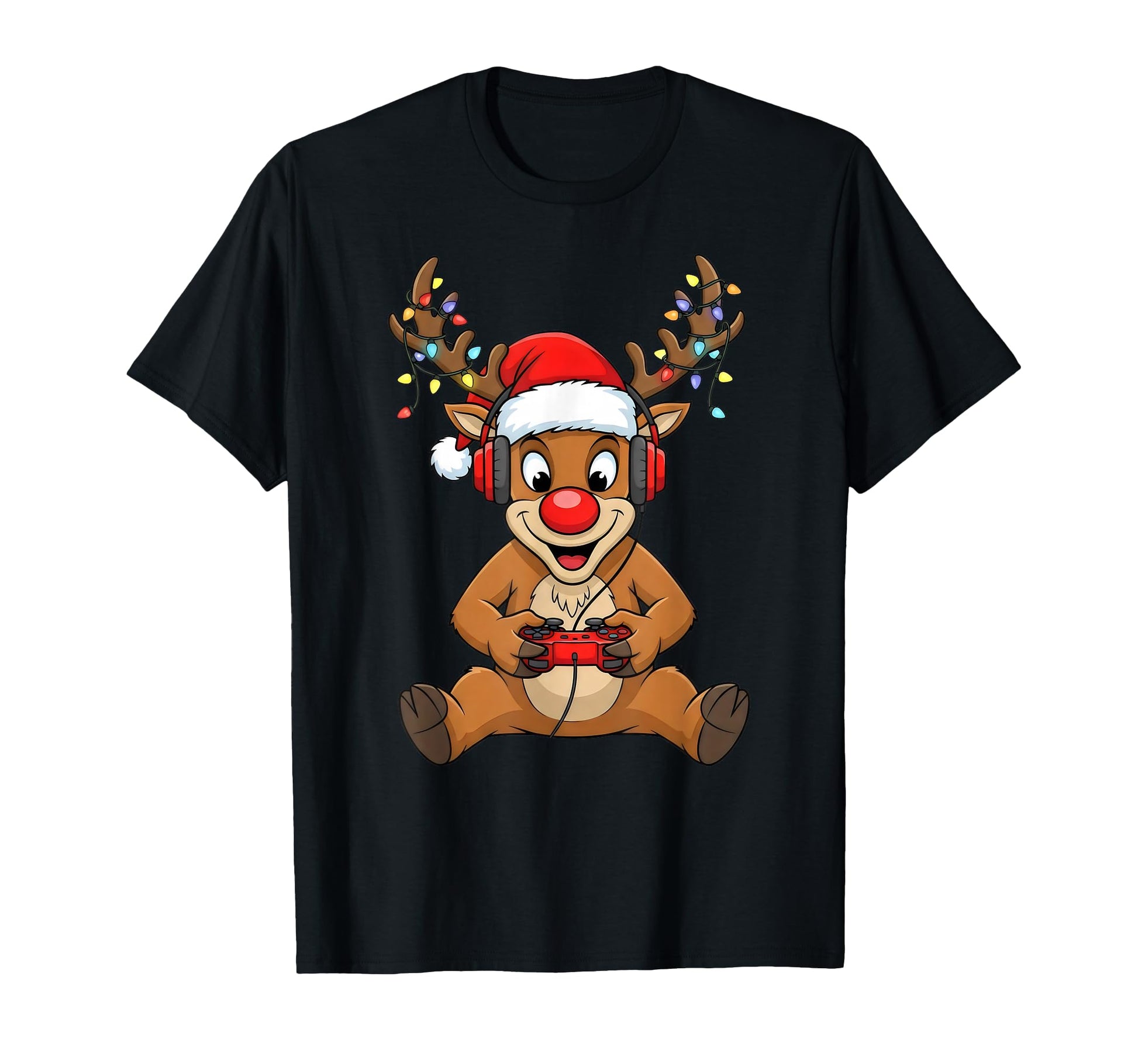 Gamer Reindeer Santa Hat Gaming T-Shirt - Streetwear Style Unisex - T-Shirt, Sweatshirt, Hoodie