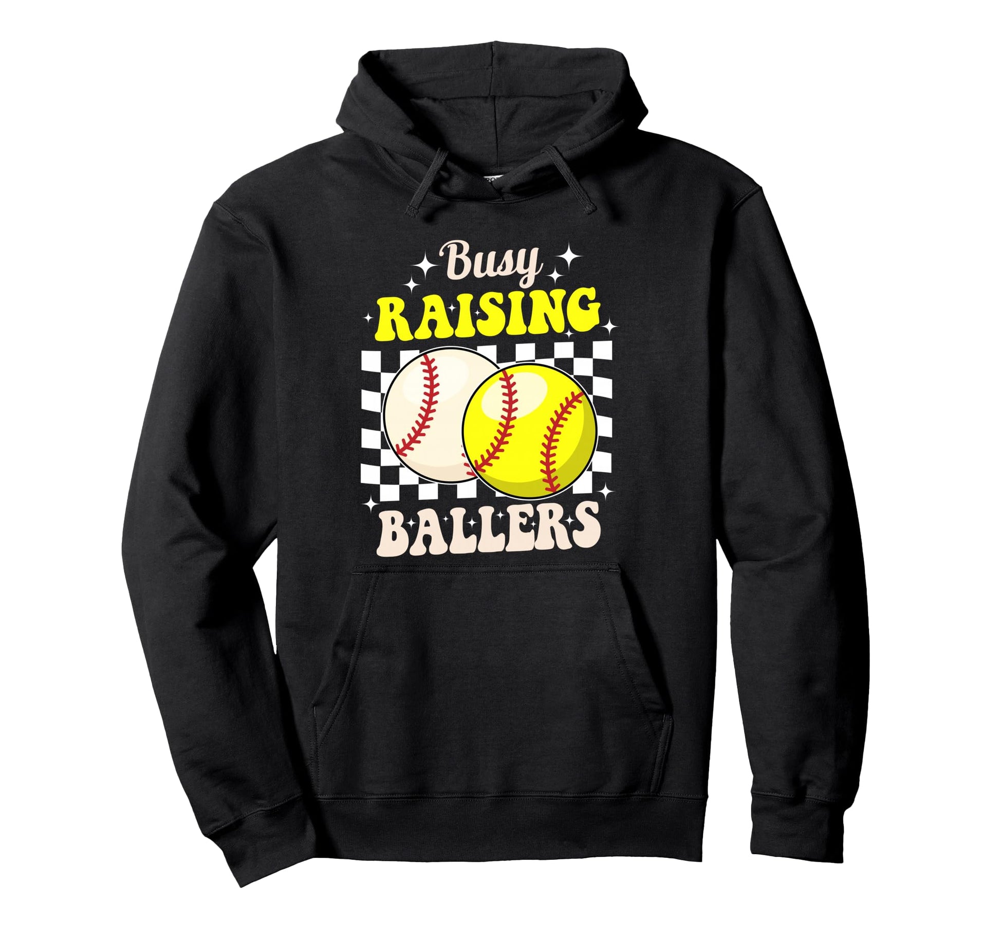 Busy Raising Ballers Softball And Hoodie - Trendy Graphic for Adults - T-Shirt, Sweatshirt, Hoodie