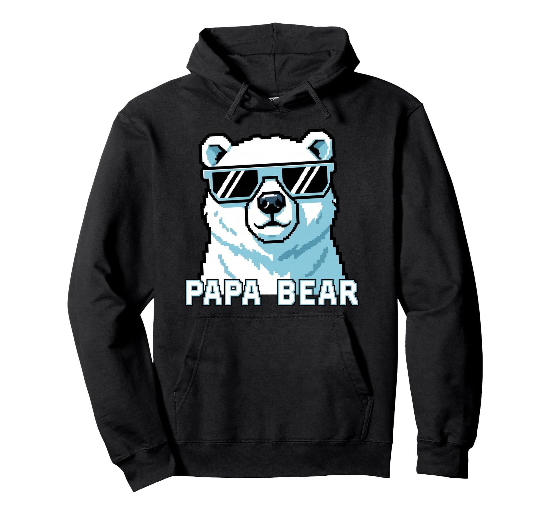 Papa Bear Pixel Bear Sunglasses Hoodie - Graphic Print Unisex - T-Shirt, Sweatshirt, Hoodie