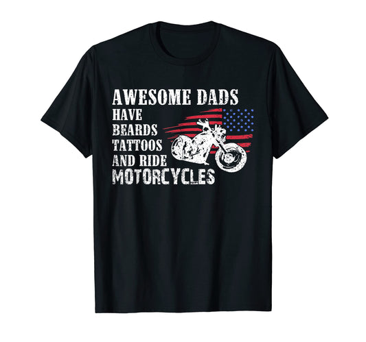 Awesome Dads Have Beards Tattoos And T-Shirt - Custom Art Print Unisex - T-Shirt, Sweatshirt, Hoodie
