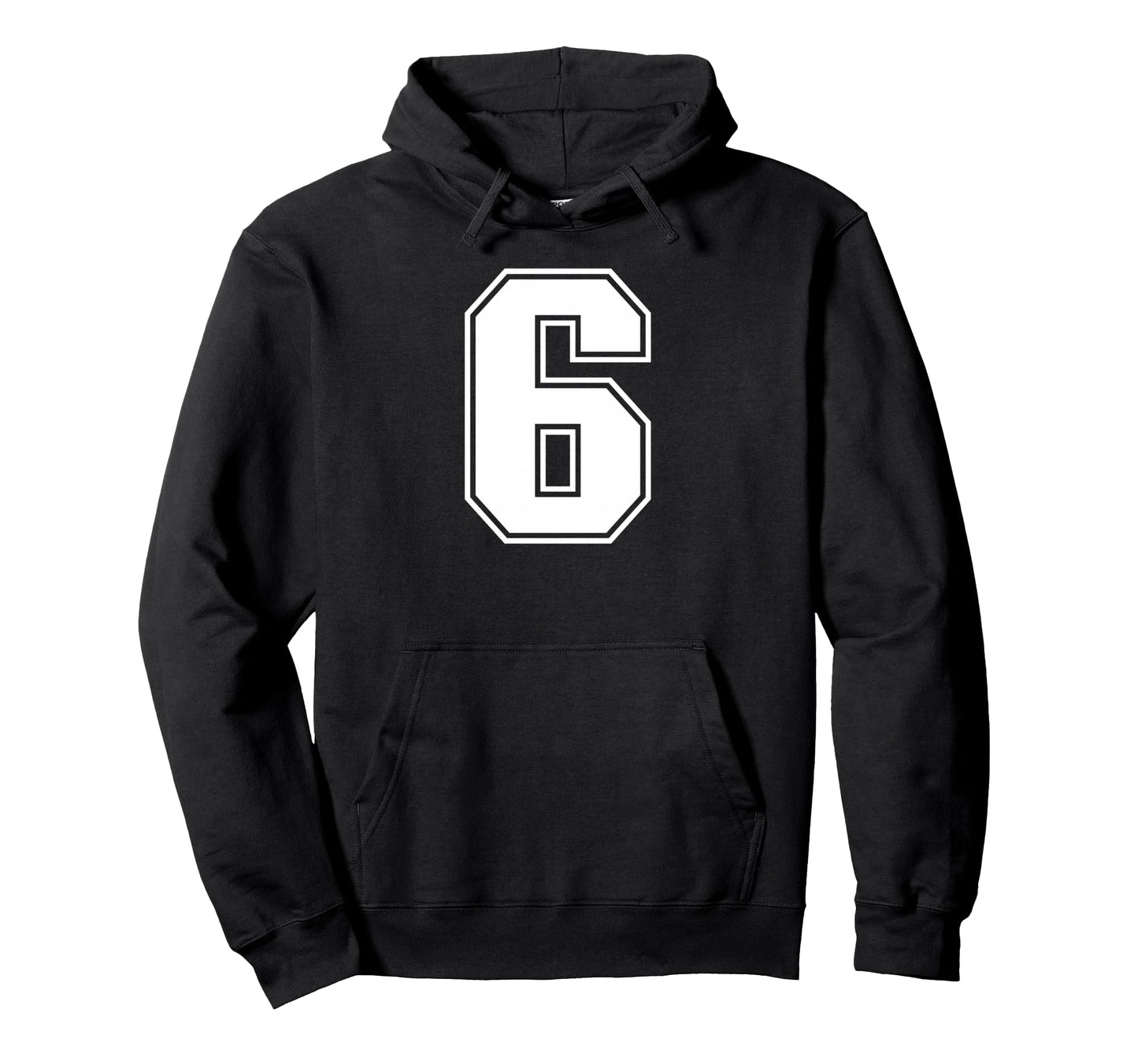 6 Number Six Team Sports Varsity Hoodie - Fun Novelty Design for Adults - T-Shirt, Sweatshirt, Hoodie