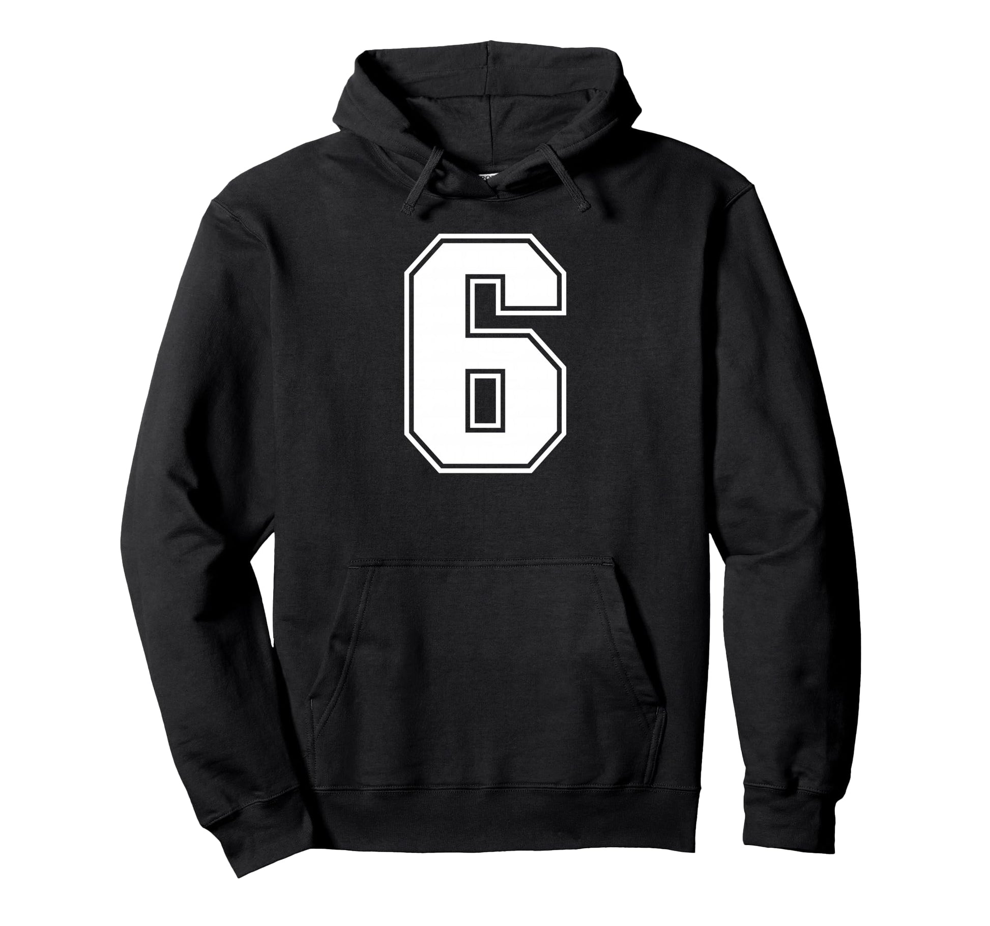 6 Number Six Team Sports Varsity Hoodie - Fun Novelty Design for Adults - T-Shirt, Sweatshirt, Hoodie