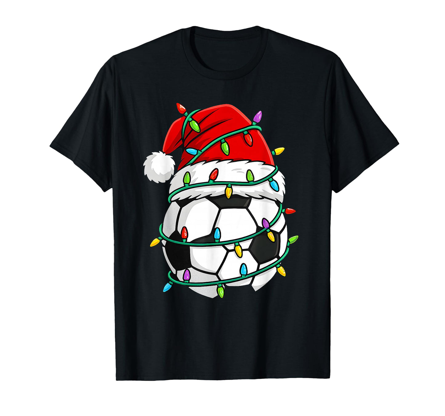 Soccer Santa Hat Lights Santa Sports T-Shirt - Aesthetic Graphic Unisex - T-Shirt, Sweatshirt, Hoodie