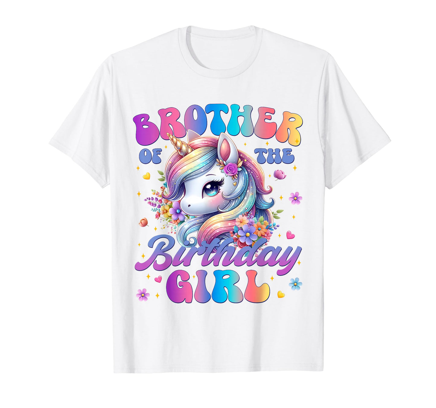 Brother Birthday Unicorn Flower Family T-Shirt - Minimalist Print Unisex - T-Shirt, Sweatshirt, Hoodie