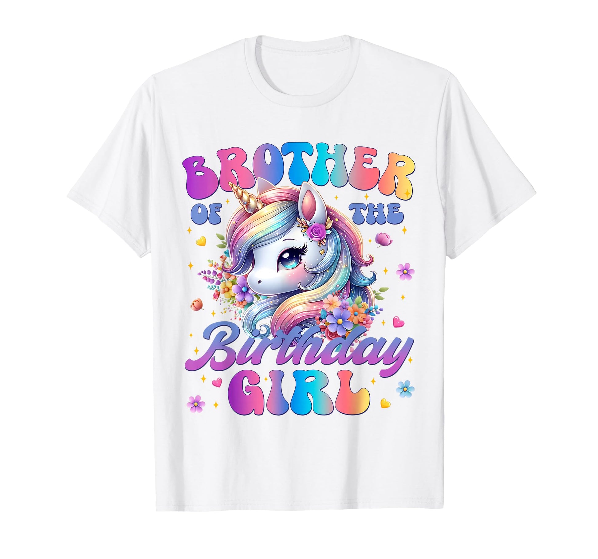 Brother Birthday Unicorn Flower Family T-Shirt - Minimalist Print Unisex - T-Shirt, Sweatshirt, Hoodie