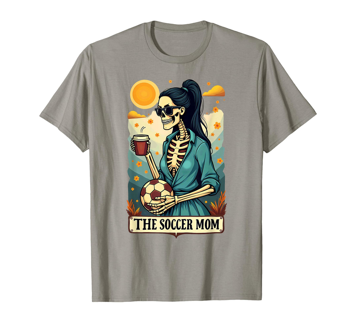Gothic Tarot Card Skeleton Coffee Soccer T-Shirt - Graphic Print Men Women - T-Shirt, Sweatshirt, Hoodie