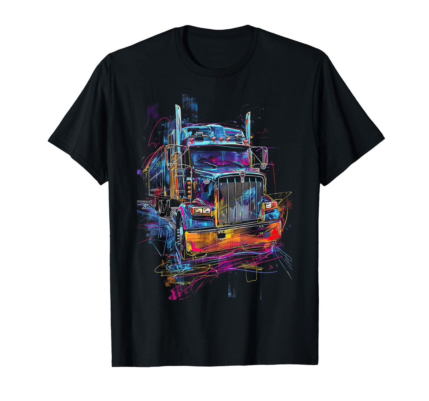 Trucker American Flag Big Rig Semi T-Shirt - Minimalist Print Men Women - T-Shirt, Sweatshirt, Hoodie
