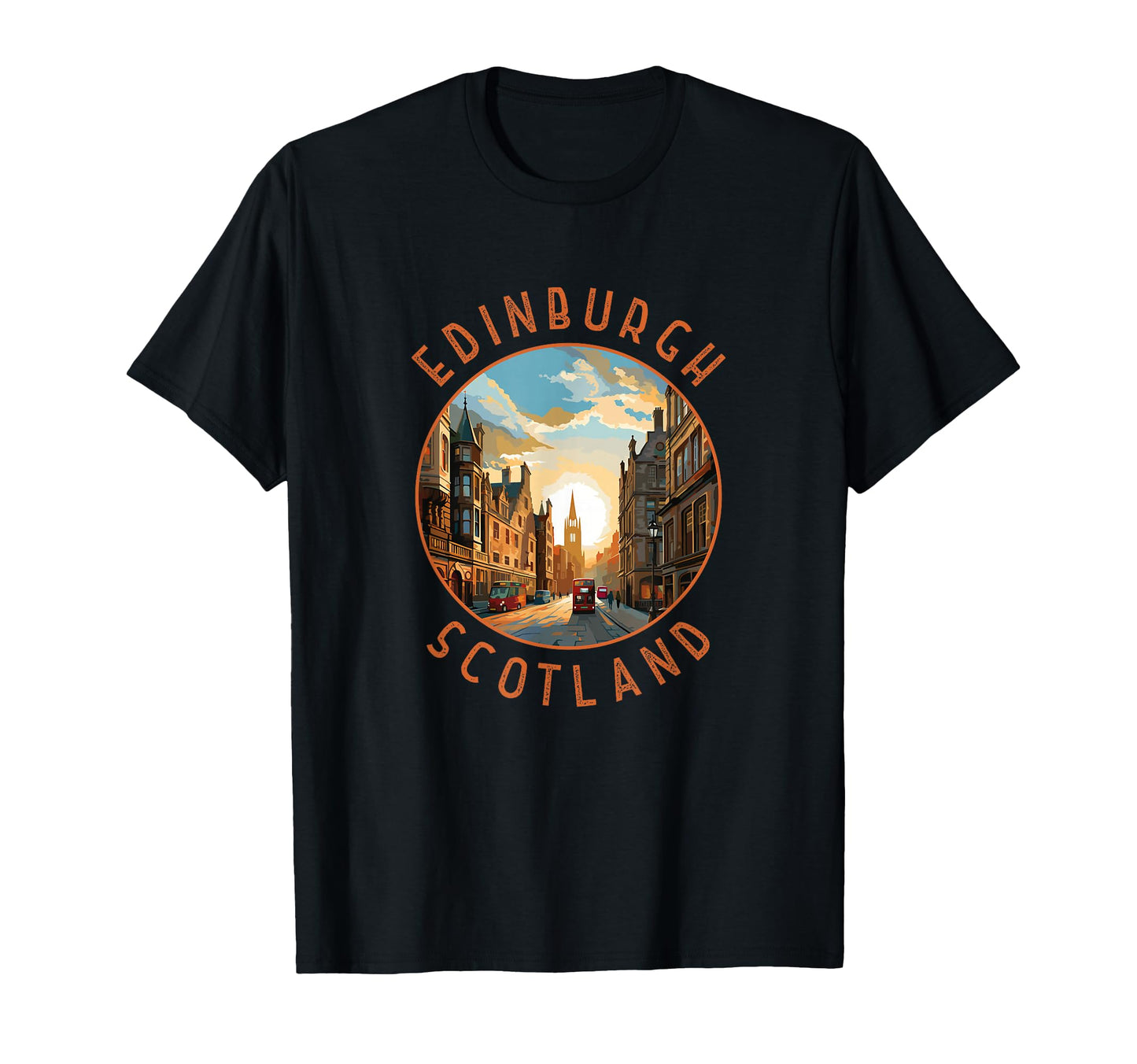 Edinburgh Scotland Distressed Circle T-Shirt - Unique Graphic Unisex - T-Shirt, Sweatshirt, Hoodie