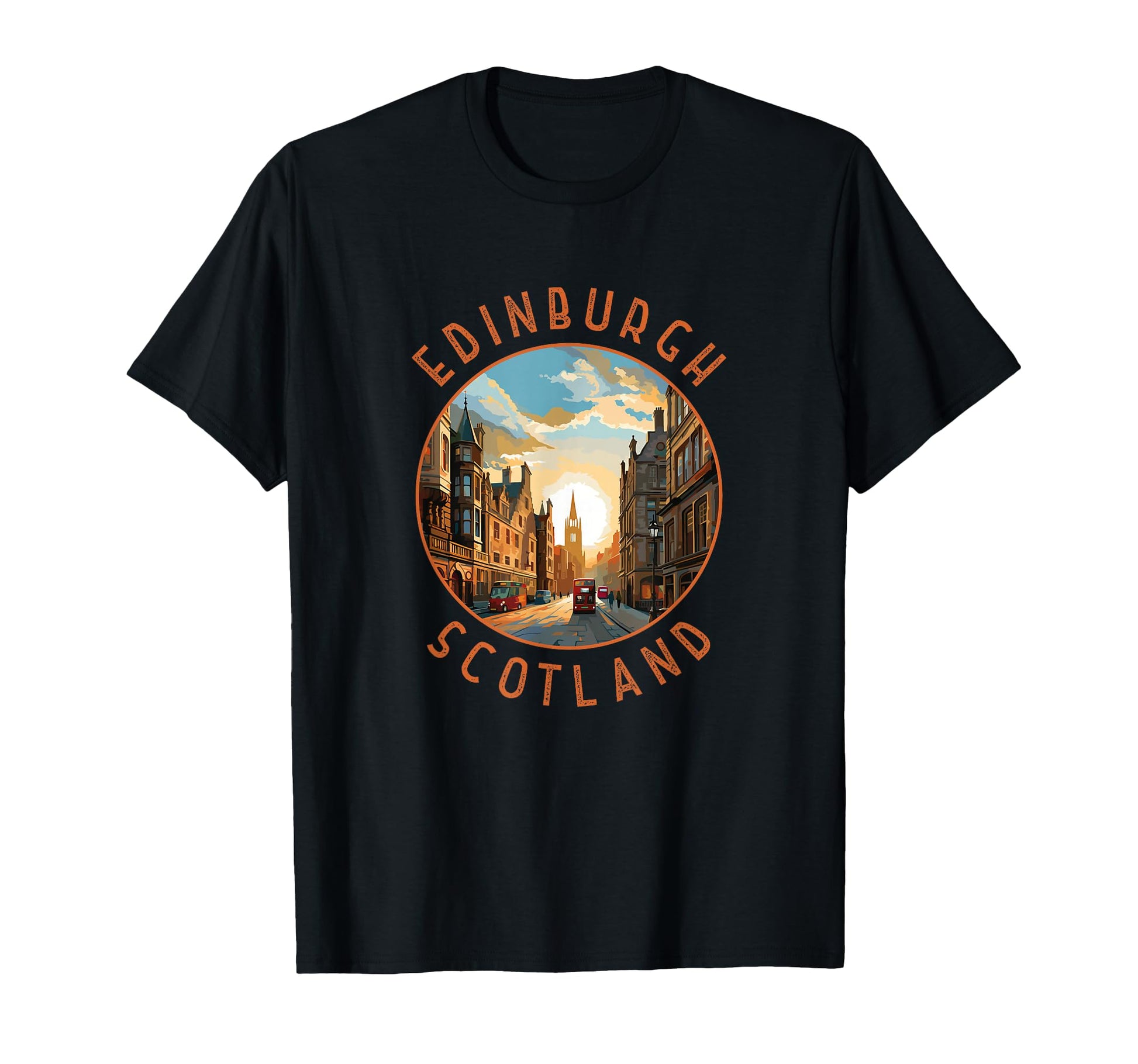 Edinburgh Scotland Distressed Circle T-Shirt - Unique Graphic Unisex - T-Shirt, Sweatshirt, Hoodie