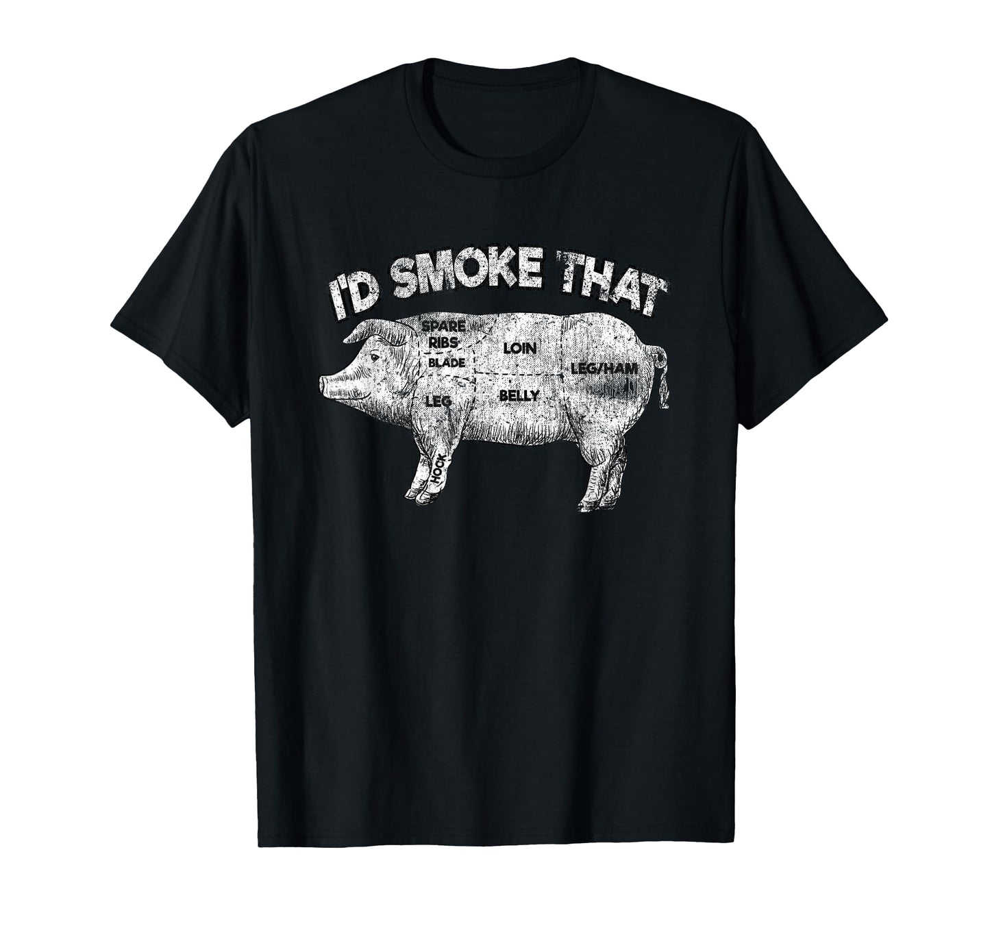 Id Smoke That Funny Bbq Smoker Pig T-Shirt - Trendy Graphic for Adults - T-Shirt, Sweatshirt, Hoodie