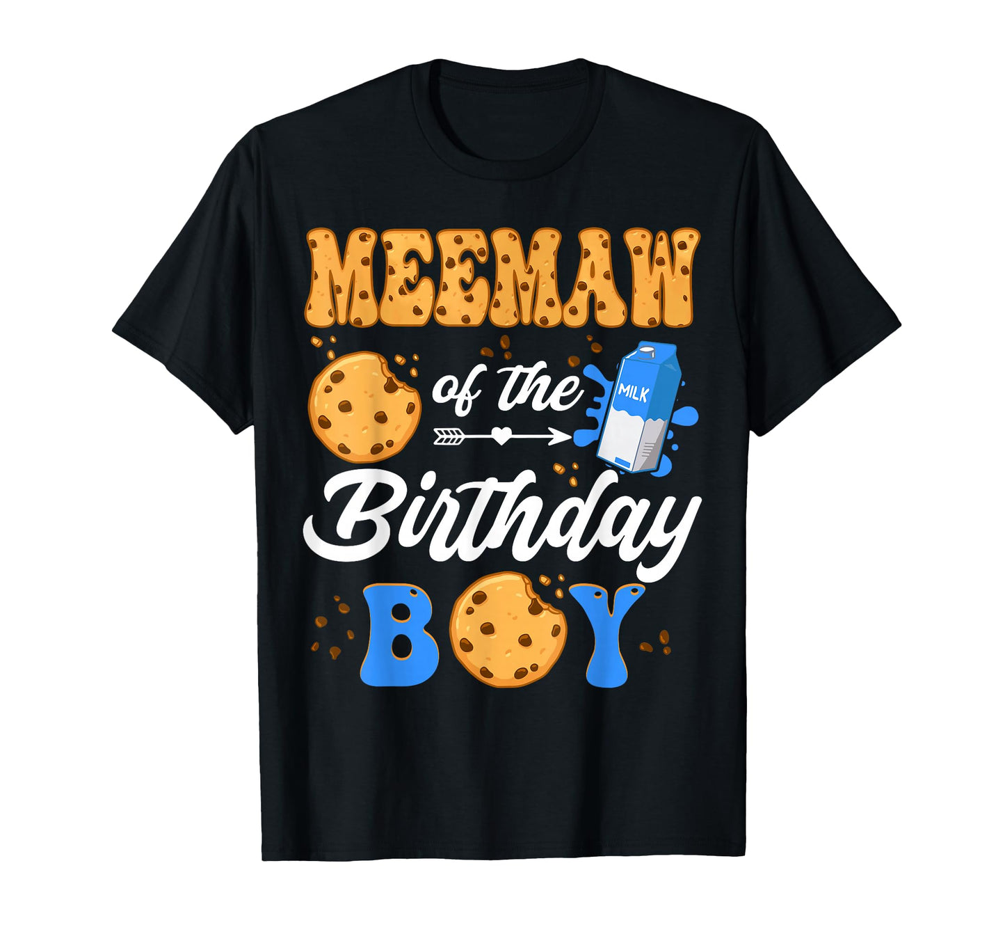 Meemaw Birthday Milk And Cookies 1St T-Shirt - Minimalist Print Men Women - T-Shirt, Sweatshirt, Hoodie