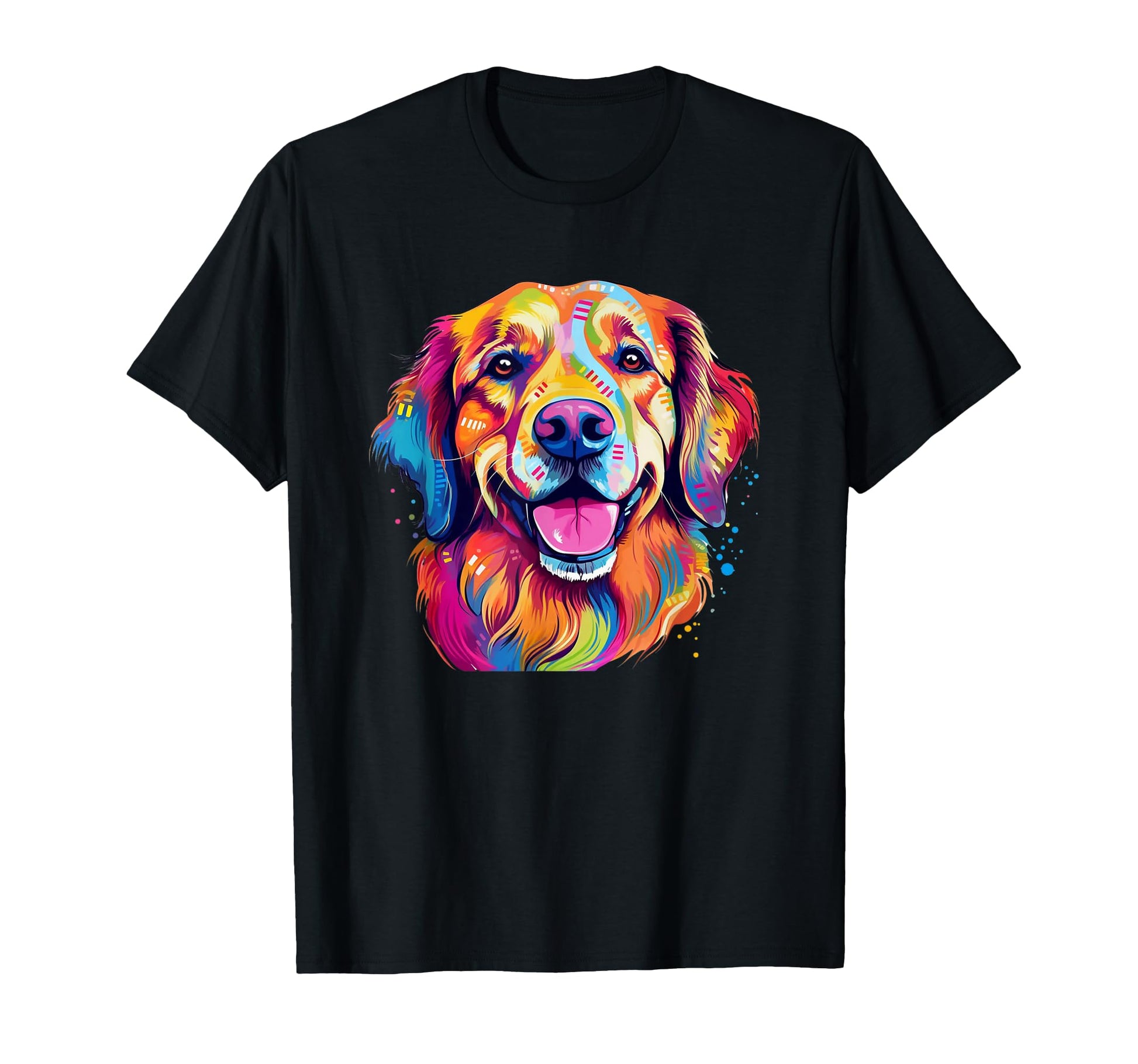 Colorful Golden Retriever Big Eyes Portrait T-Shirt - Graphic Print Unisex - T-Shirt, Sweatshirt, Hoodie
