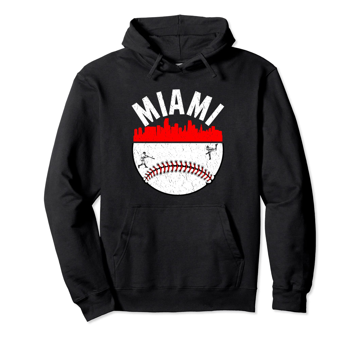 Miami Cityscape Baseball Distressed Mom Hoodie - Minimalist Print Unisex - T-Shirt, Sweatshirt, Hoodie