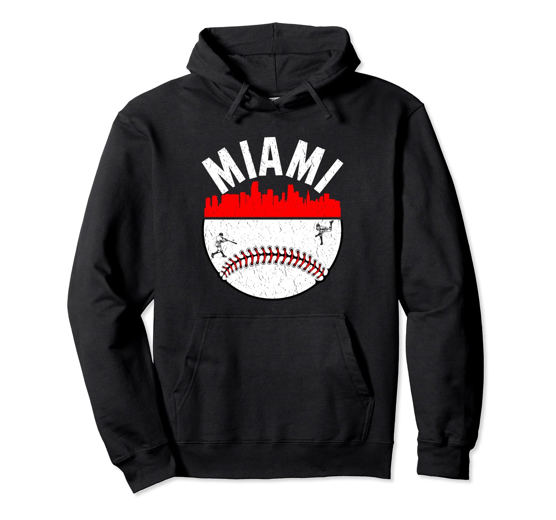 Miami Cityscape Baseball Distressed Mom Hoodie - Minimalist Print Unisex - T-Shirt, Sweatshirt, Hoodie