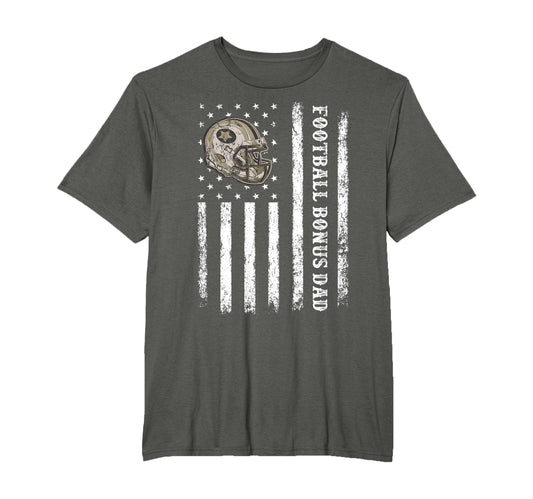American Flag Football Bonus Dad Fathers T-Shirt - Unique Graphic Unisex - T-Shirt, Sweatshirt, Hoodie
