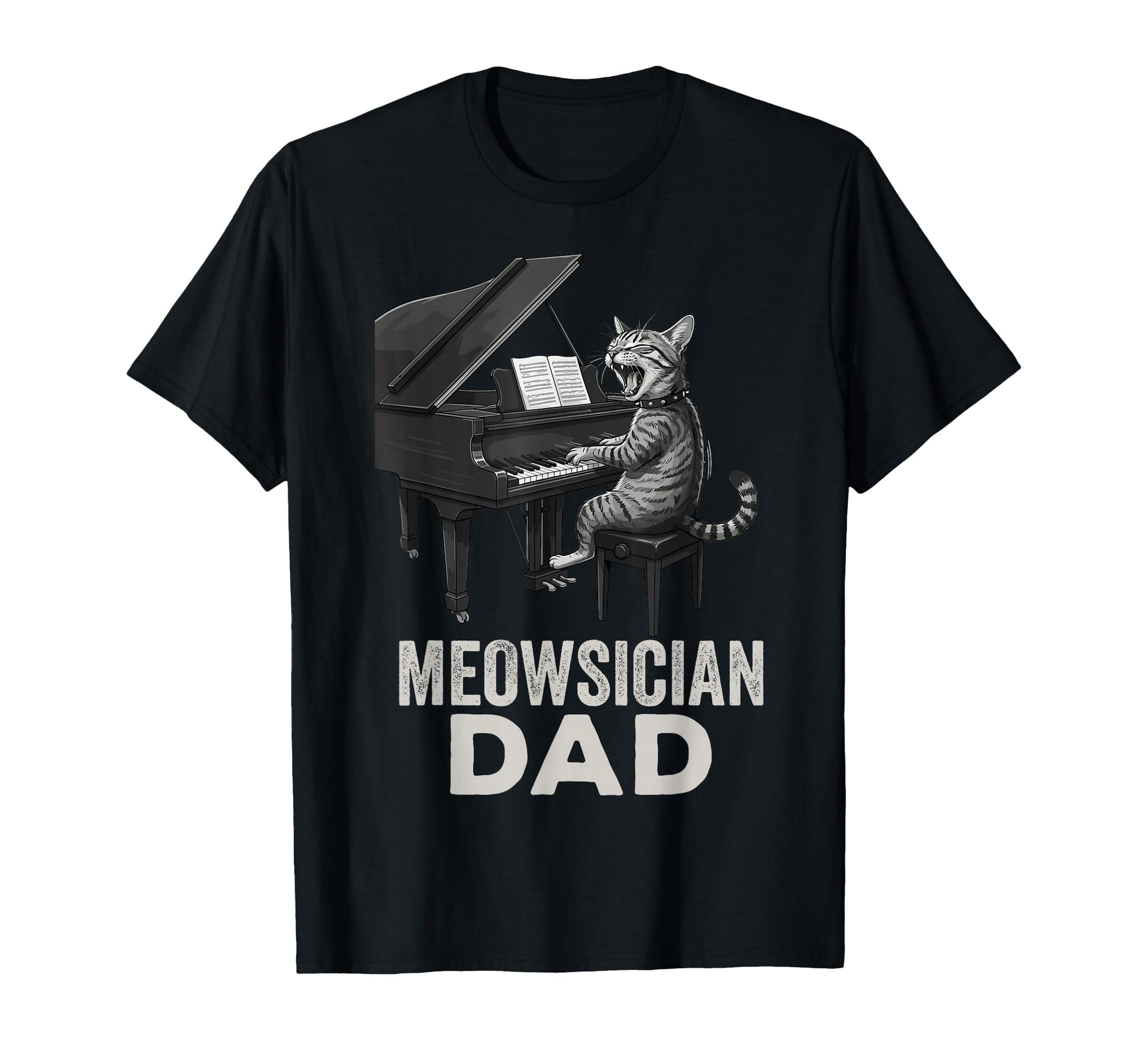Cat Playing Piano Meowsician Dad T-Shirt - Custom Art Print for Adults - T-Shirt, Sweatshirt, Hoodie