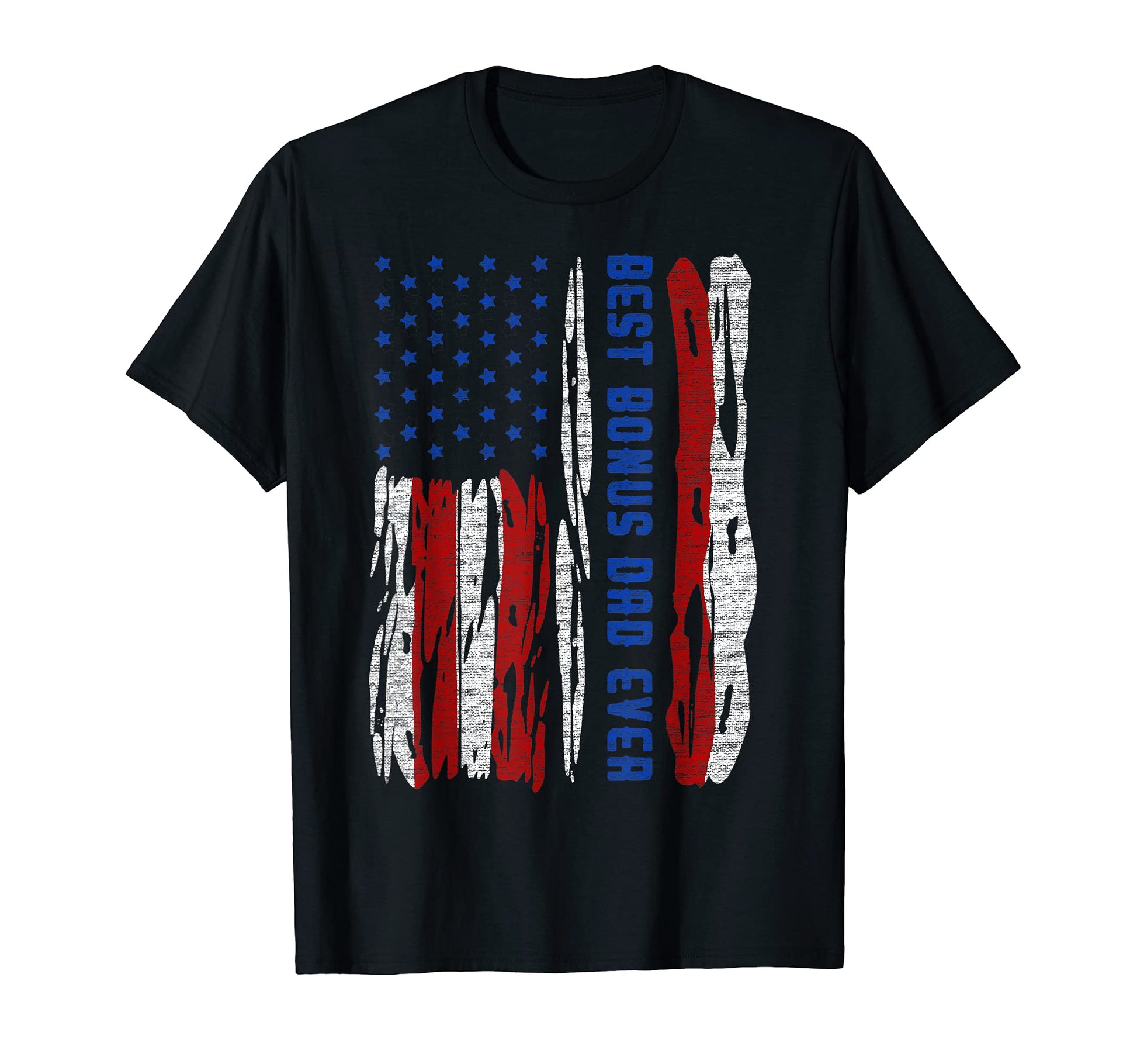 Mens Best Bonus Dad Ever Us Flag T-Shirt - Fun Novelty Design Men Women - T-Shirt, Sweatshirt, Hoodie