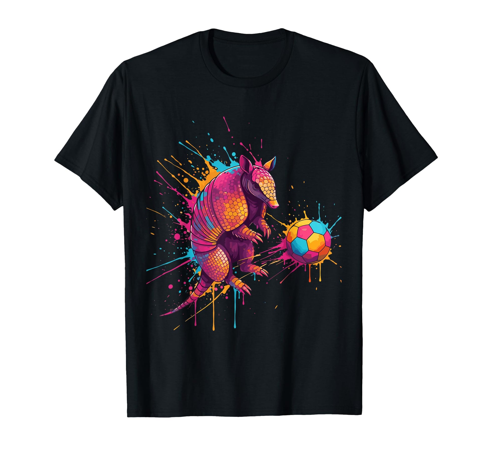 Soccer Player Armadillo Art Paint T-Shirt - Casual Everyday Wear Unisex - T-Shirt, Sweatshirt, Hoodie