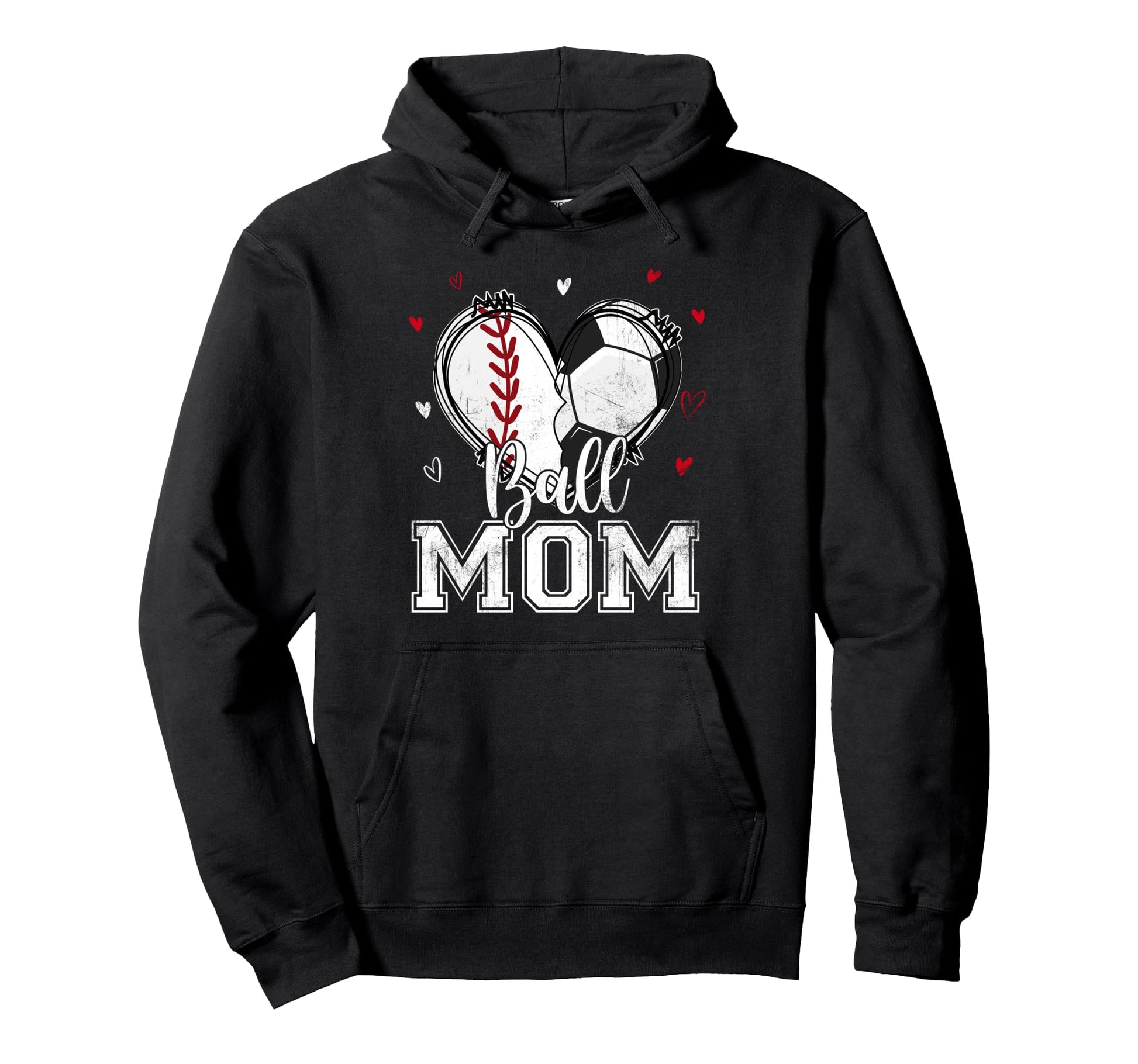 Ball Mom Baseball Soccer Heart Nana Hoodie - Minimalist Print for Adults - T-Shirt, Sweatshirt, Hoodie