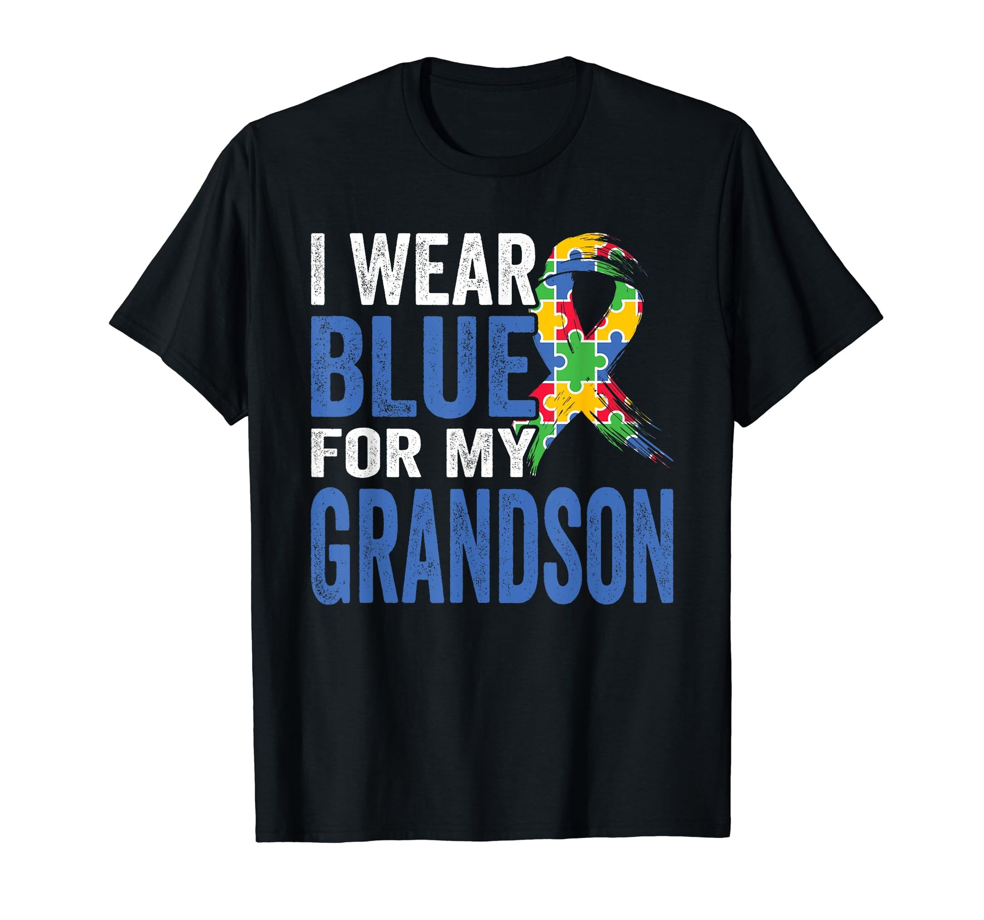 Grandpa Grandma I Wear Blue My Grandson T-Shirt - Custom Art Print Unisex - T-Shirt, Sweatshirt, Hoodie