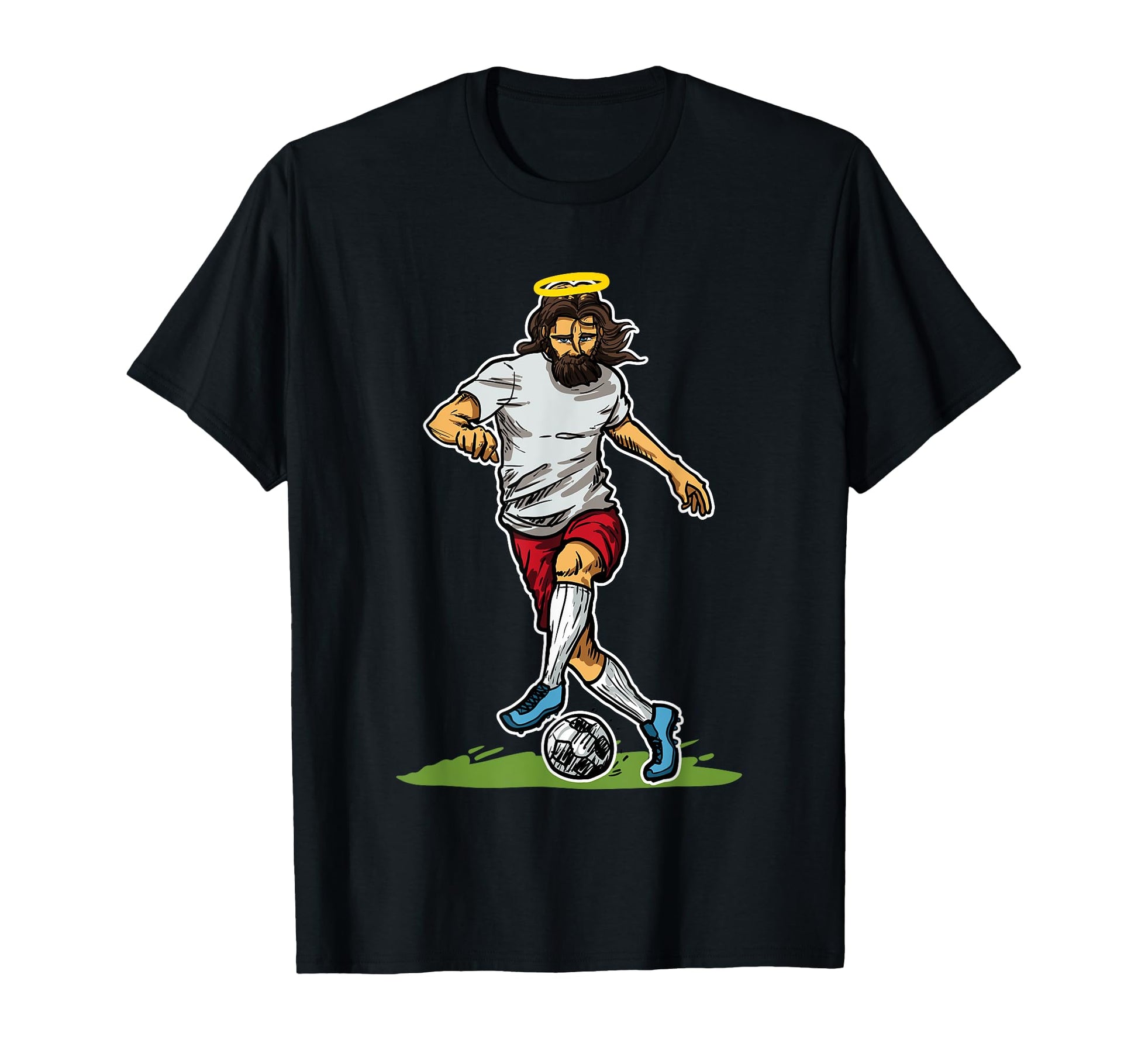 Jesus Dribbles Ball Football Soccer T-Shirt - Trendy Graphic Men Women - T-Shirt, Sweatshirt, Hoodie