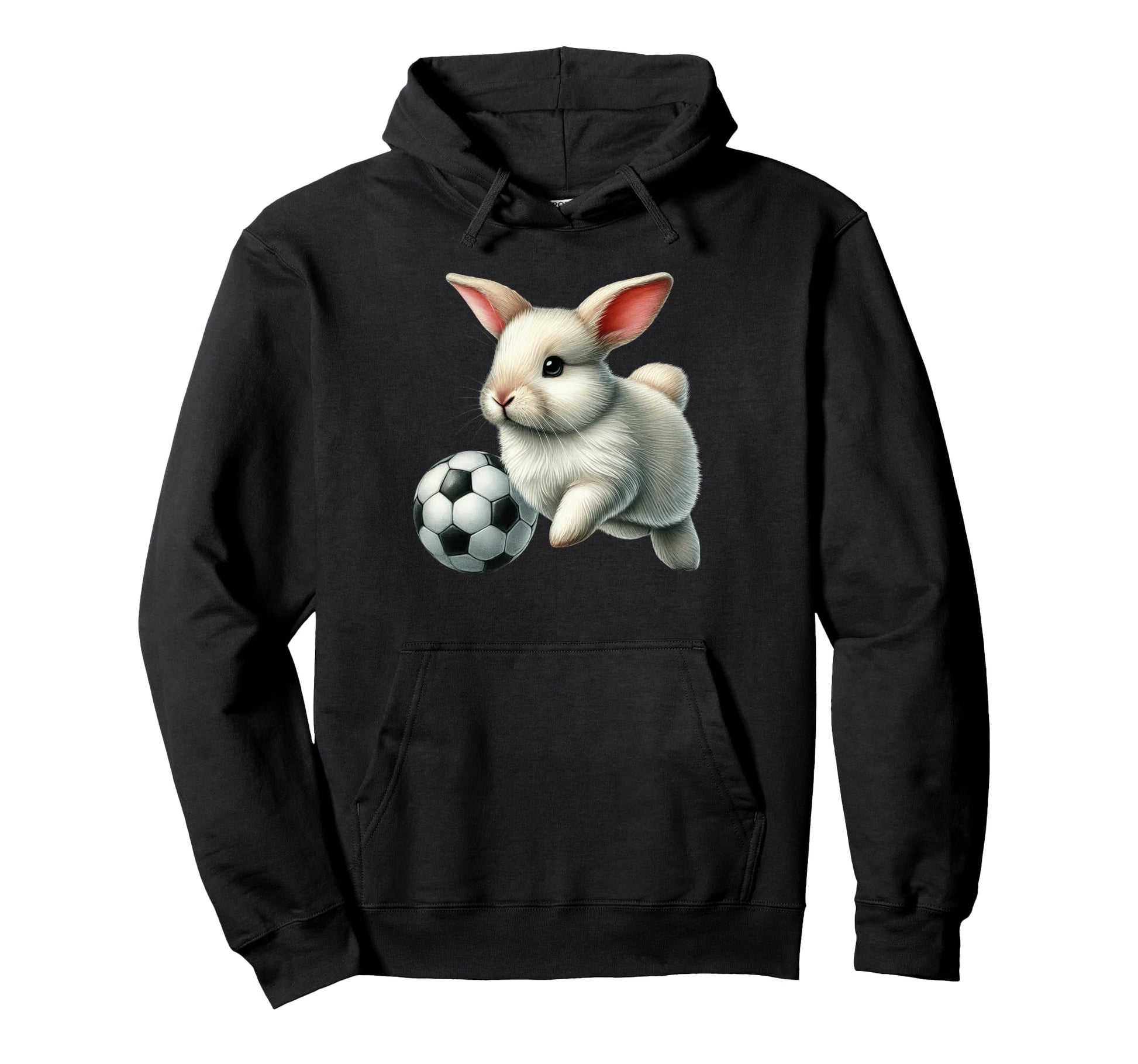 Bunny Rabbit Playing Soccer Football Hoodie - Streetwear Style Men Women - T-Shirt, Sweatshirt, Hoodie