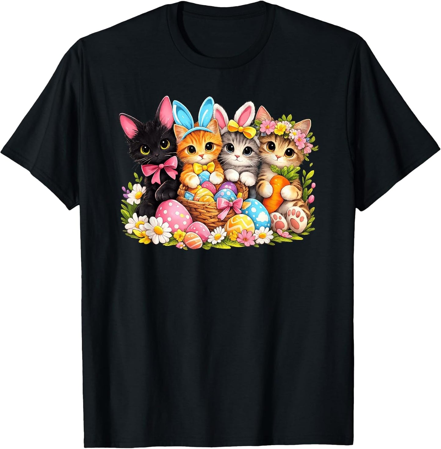 Easter Cats Ears Bunny Eggs t -shir t Unisex T-shirt, Sweatshirt, Hoodie, Long Sleeve Tee - T-Shirt, Sweatshirt, Hoodie