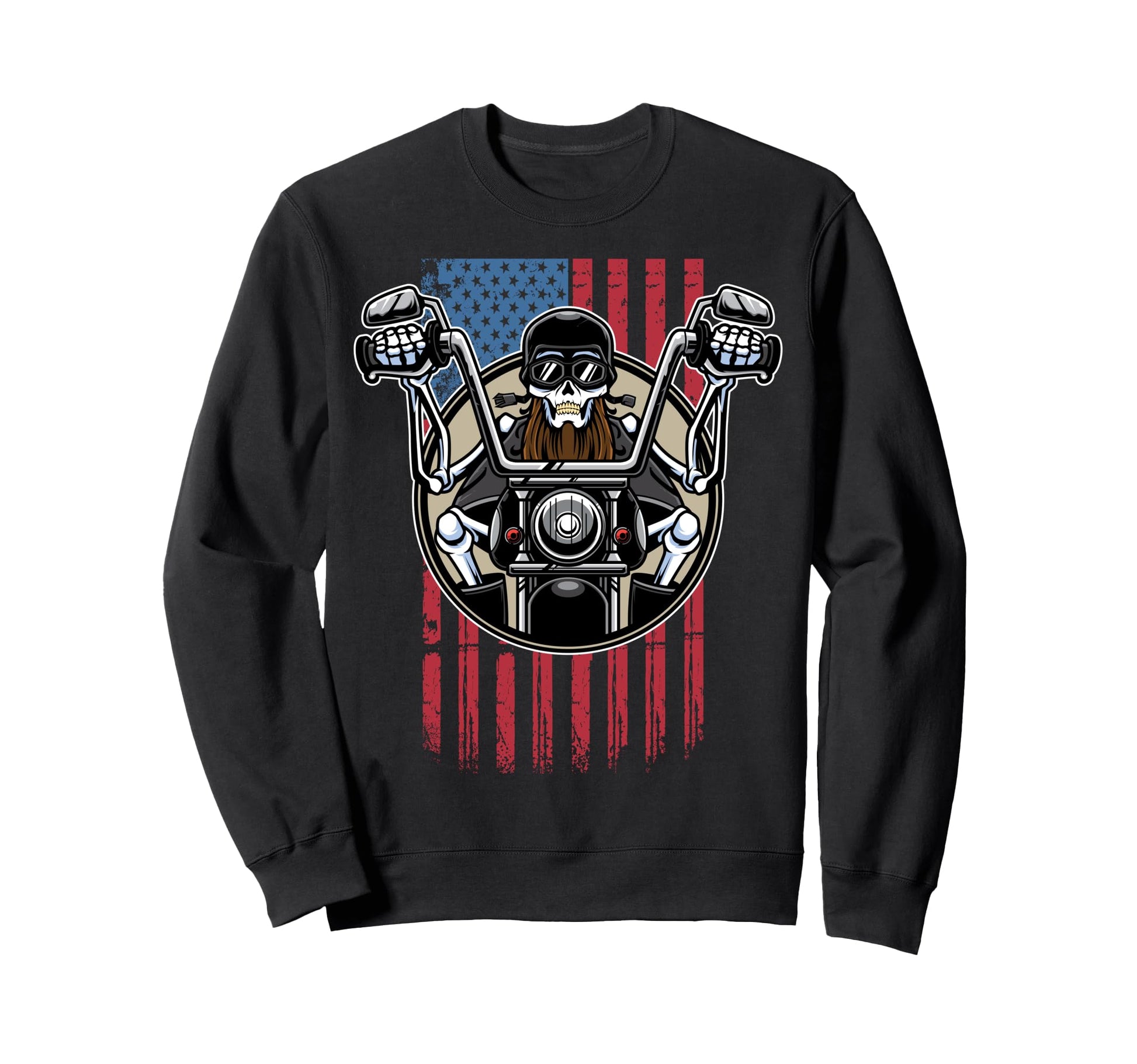 Biker Dad American Us Flag Sweatshirt - Graphic Print for Adults - T-Shirt, Sweatshirt, Hoodie