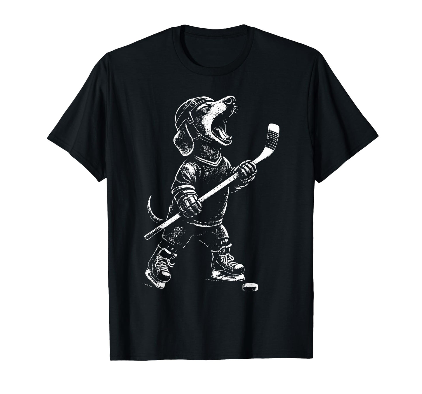 Dachshund Playing Hockey Wiener Dog T-Shirt - Streetwear Style for Adults - T-Shirt, Sweatshirt, Hoodie