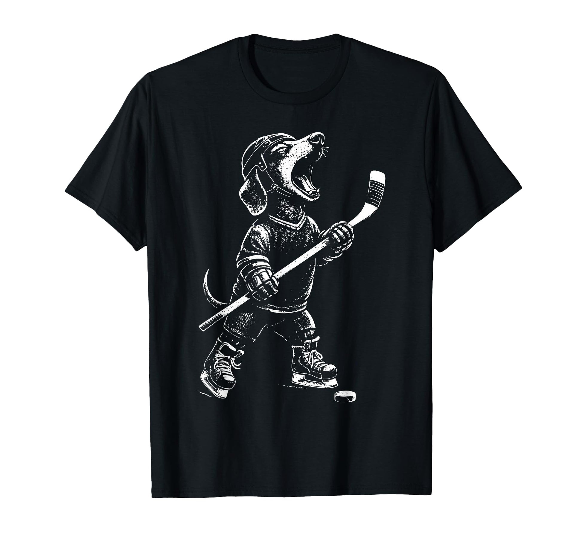 Dachshund Playing Hockey Wiener Dog T-Shirt - Streetwear Style for Adults - T-Shirt, Sweatshirt, Hoodie