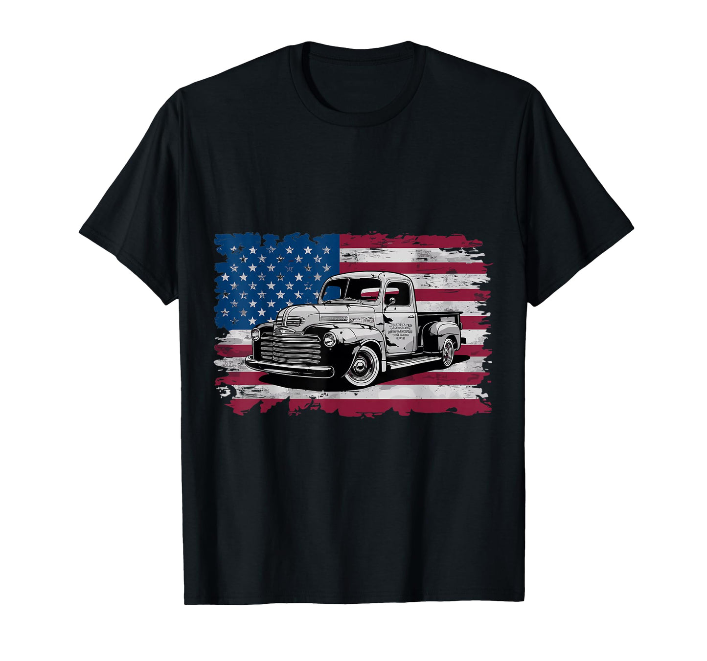 Old Pickup Truck American Flag 4Th T-Shirt - Aesthetic Graphic for Adults - T-Shirt, Sweatshirt, Hoodie
