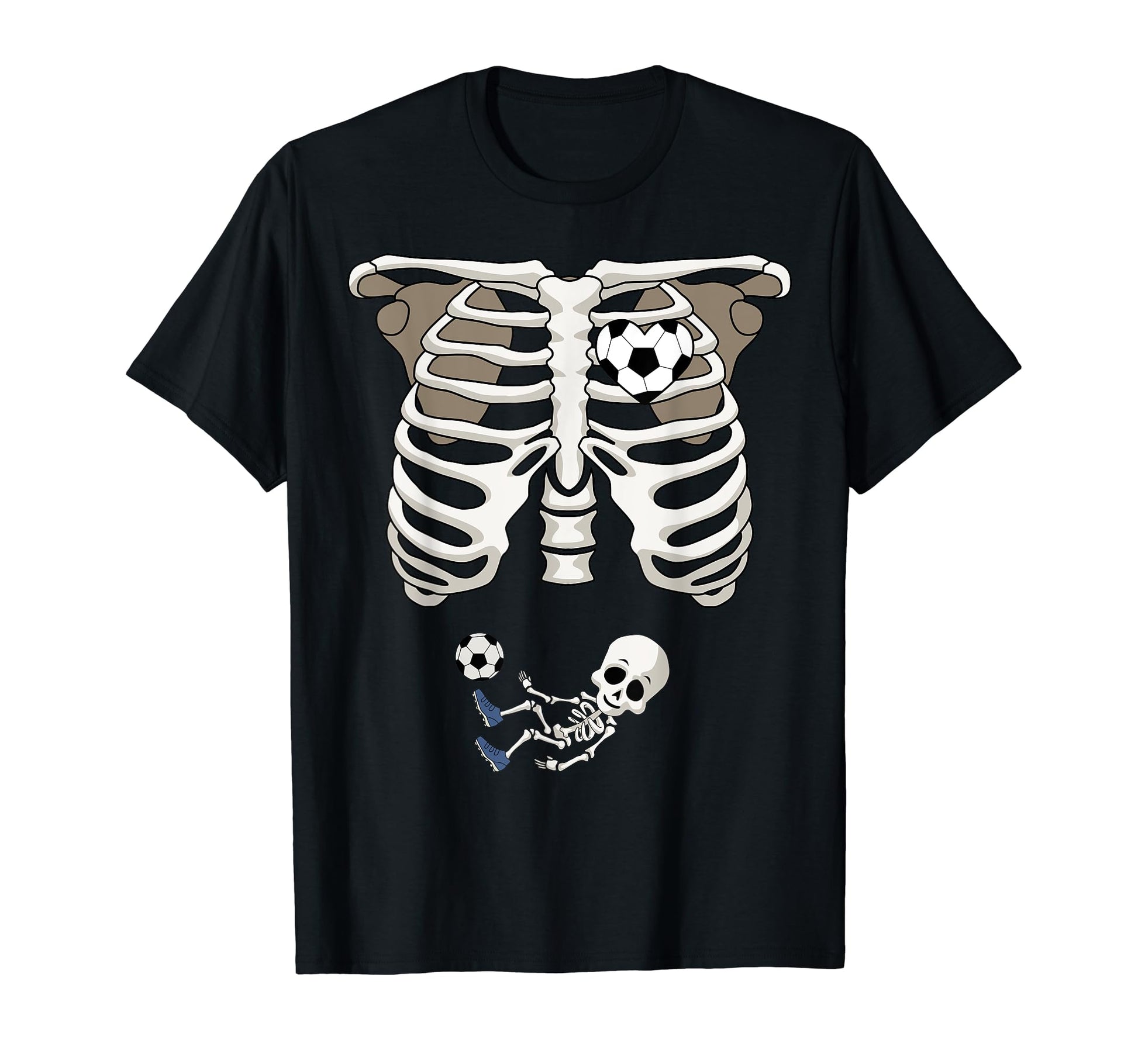 Pregnancy Skeleton Rib Funny Soccer Bump T-Shirt - Novelty Apparel Unisex - T-Shirt, Sweatshirt, Hoodie