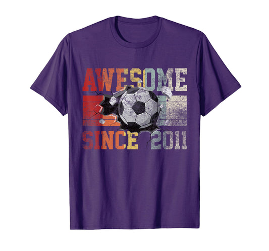 Awesome Since 2011 Birthday Soccer T-Shirt - Trendy Graphic Men Women - T-Shirt, Sweatshirt, Hoodie