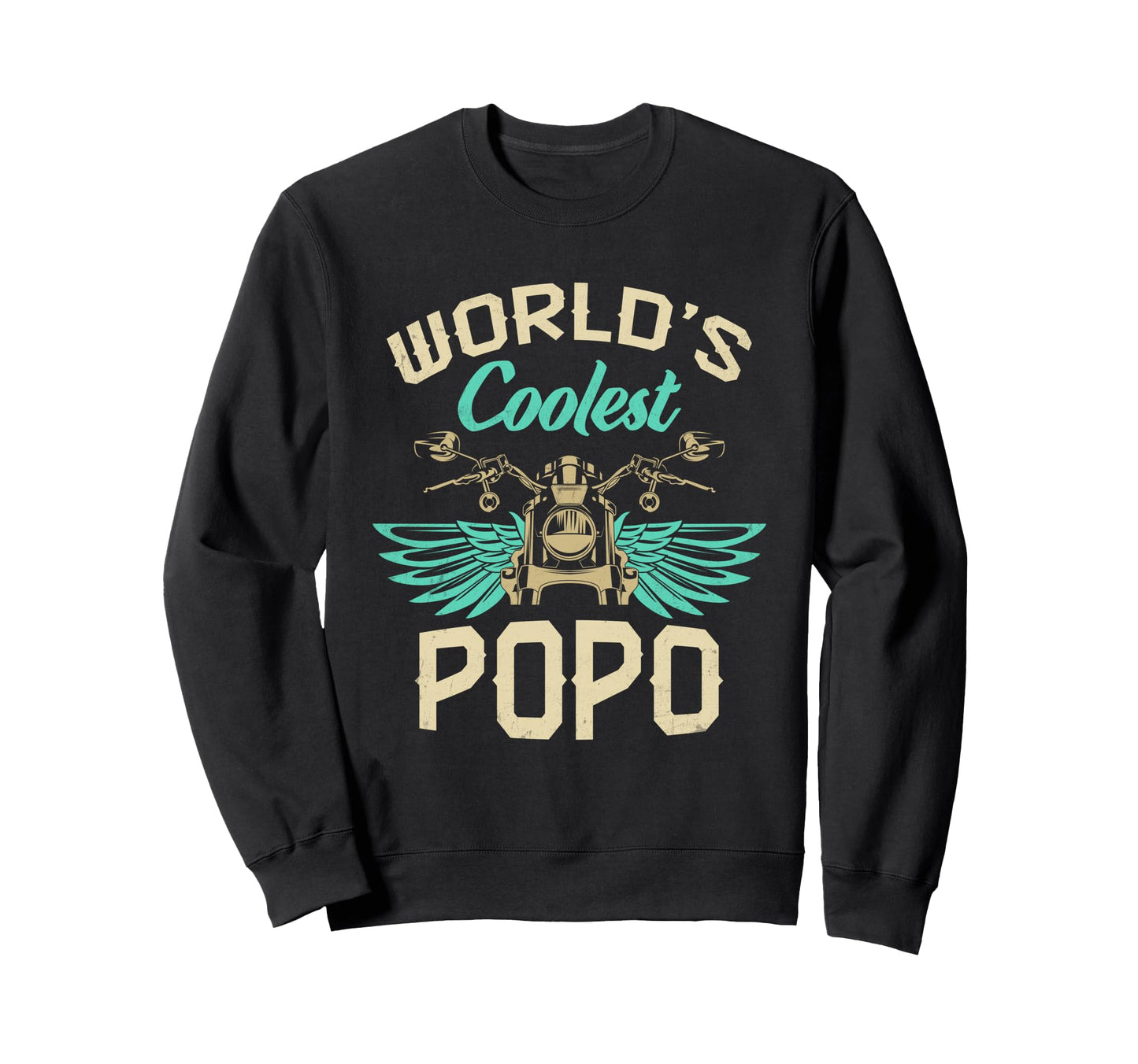 Worlds Coolest Popo Motorcycle Sweatshirt - Minimalist Print for Adults - T-Shirt, Sweatshirt, Hoodie