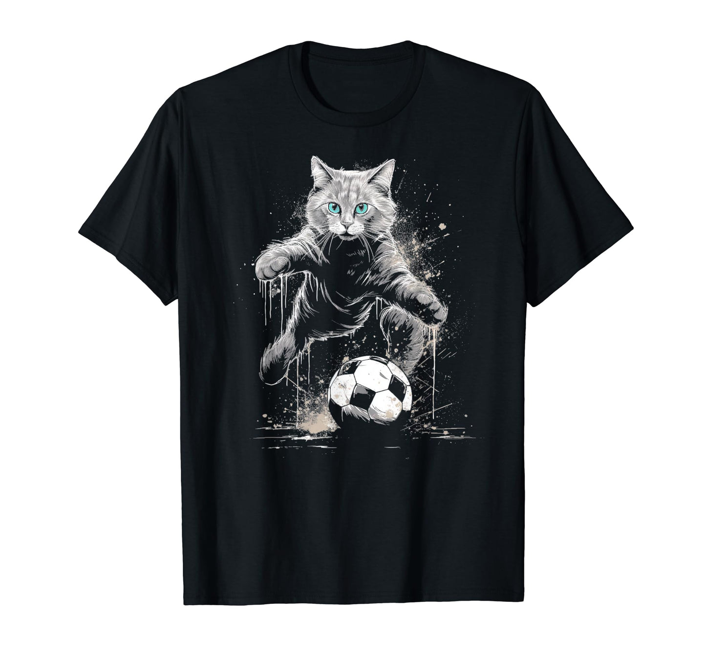 Cat Playing Soccer T-Shirt - Trendy Graphic for Adults - T-Shirt, Sweatshirt, Hoodie