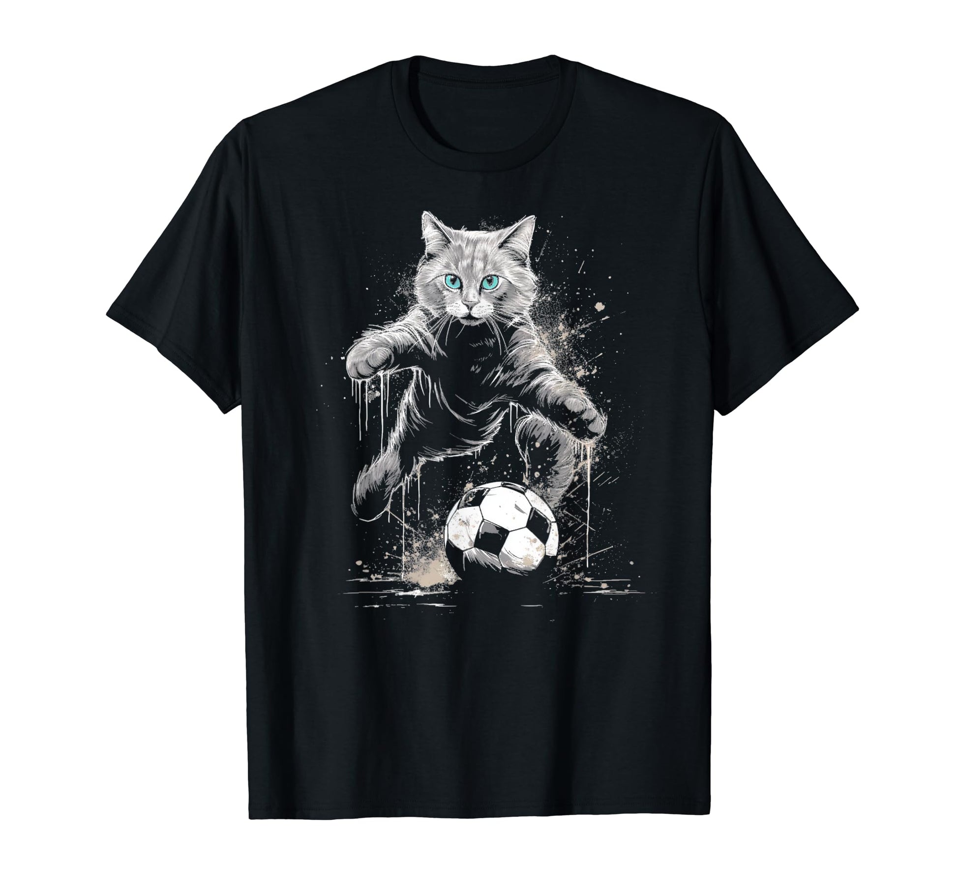 Cat Playing Soccer T-Shirt - Trendy Graphic for Adults - T-Shirt, Sweatshirt, Hoodie