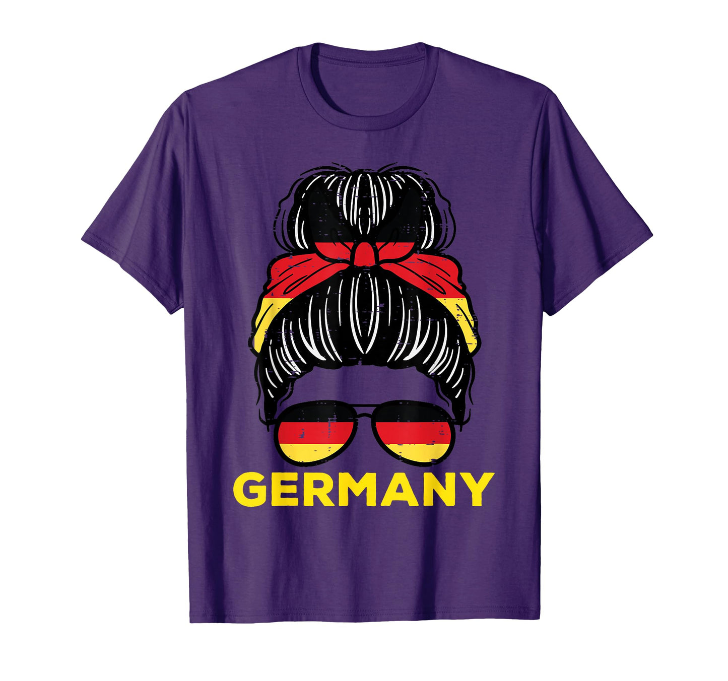 Germany Flag German Messy Bun Football T-Shirt - Graphic Print Unisex - T-Shirt, Sweatshirt, Hoodie