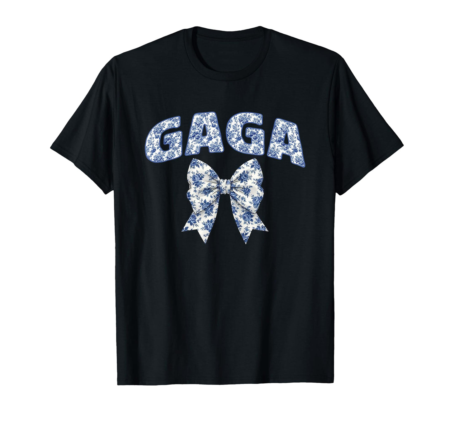 Gaga Coquette Toile Blue Bow Floral T-Shirt - Trendy Graphic Men Women - T-Shirt, Sweatshirt, Hoodie