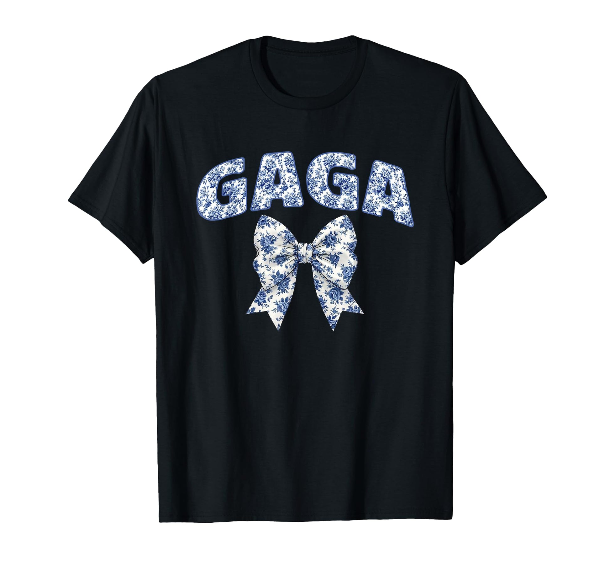 Gaga Coquette Toile Blue Bow Floral T-Shirt - Trendy Graphic Men Women - T-Shirt, Sweatshirt, Hoodie