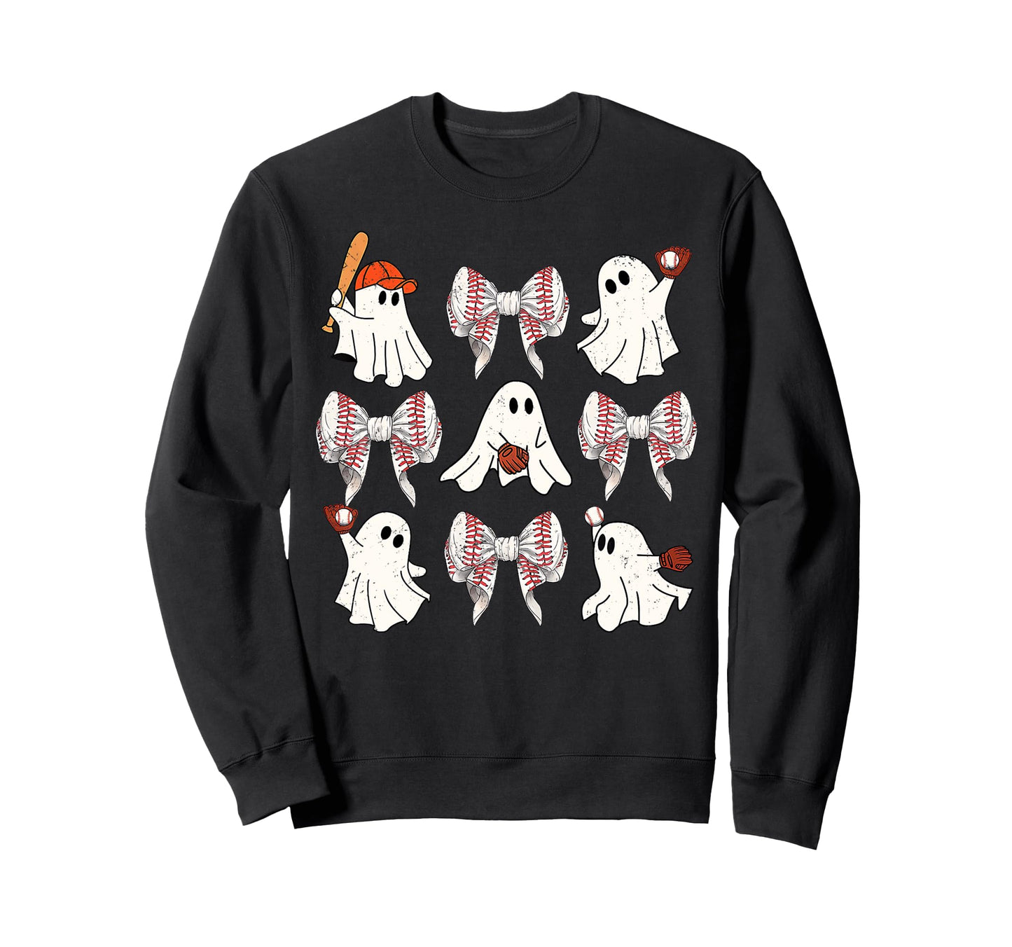 Halloween Baseball Ghosts Sweatshirt - Casual Everyday Wear for Adults - T-Shirt, Sweatshirt, Hoodie