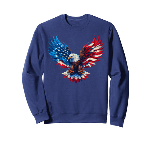 American Flag Bald Eagle Sweatshirt - Fun Novelty Design Men Women - T-Shirt, Sweatshirt, Hoodie