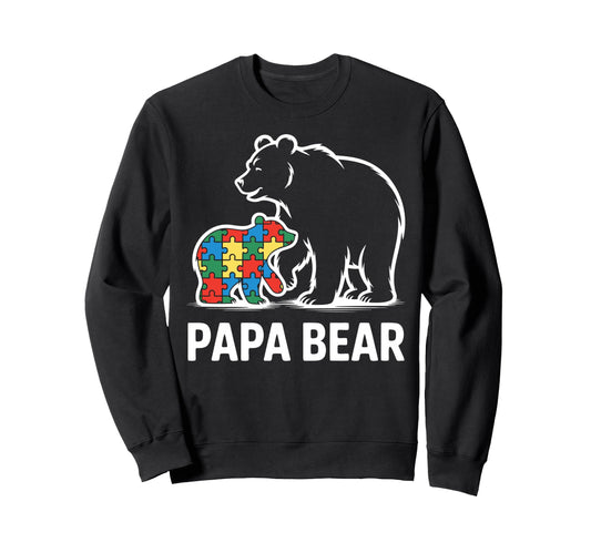 Autism Dad Papa Bear Autistic Sweatshirt - Custom Art Print Men Women - T-Shirt, Sweatshirt, Hoodie