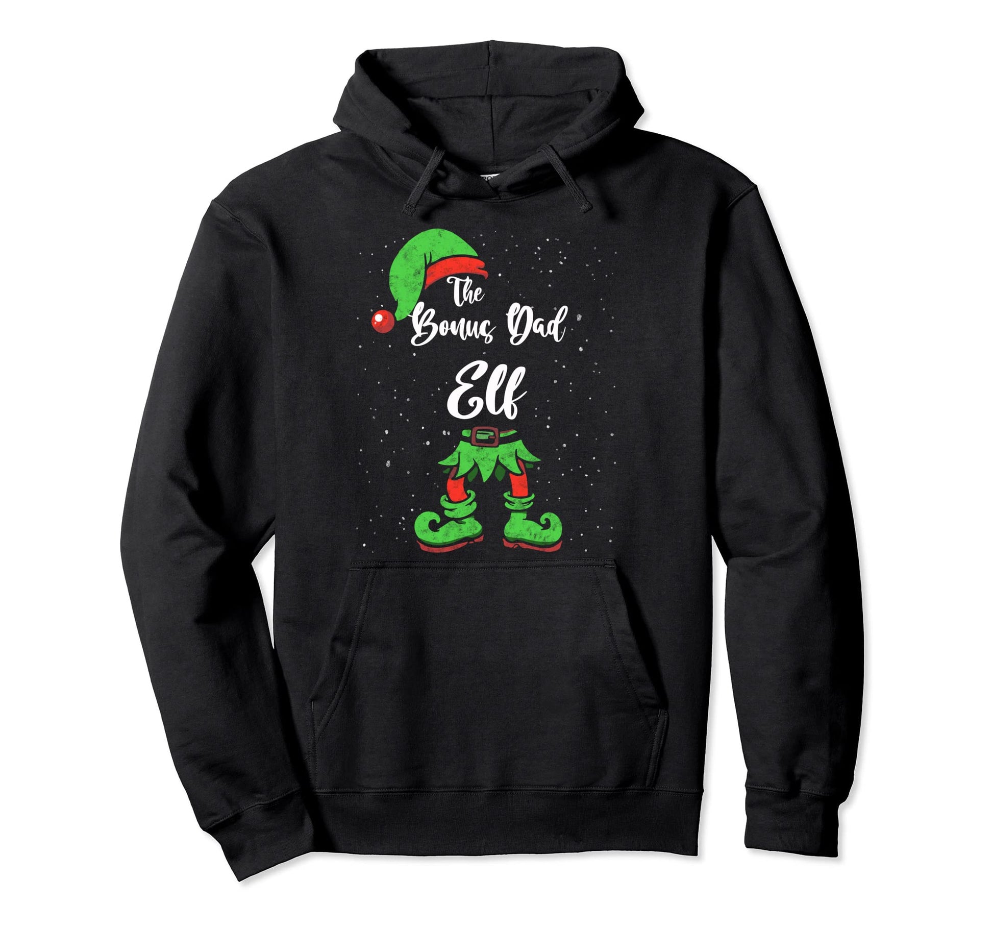 Bonus Dad Elf Matching Family Pajama Hoodie - Custom Art Print for Adults - T-Shirt, Sweatshirt, Hoodie