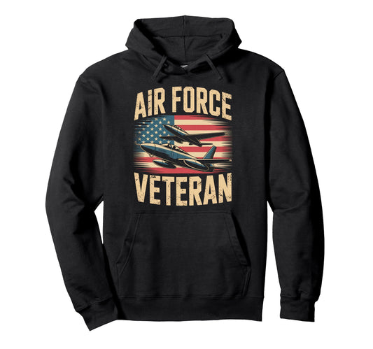 Air Force Veteran Us American Flag Dad Hoodie - Unique Graphic Unisex - T-Shirt, Sweatshirt, Hoodie