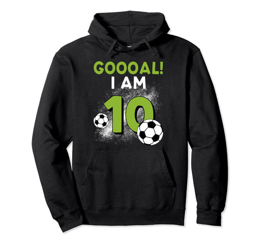 10Th Birthday Soccer Theme 10Year Old Hoodie - Casual Everyday Wear Unisex - T-Shirt, Sweatshirt, Hoodie