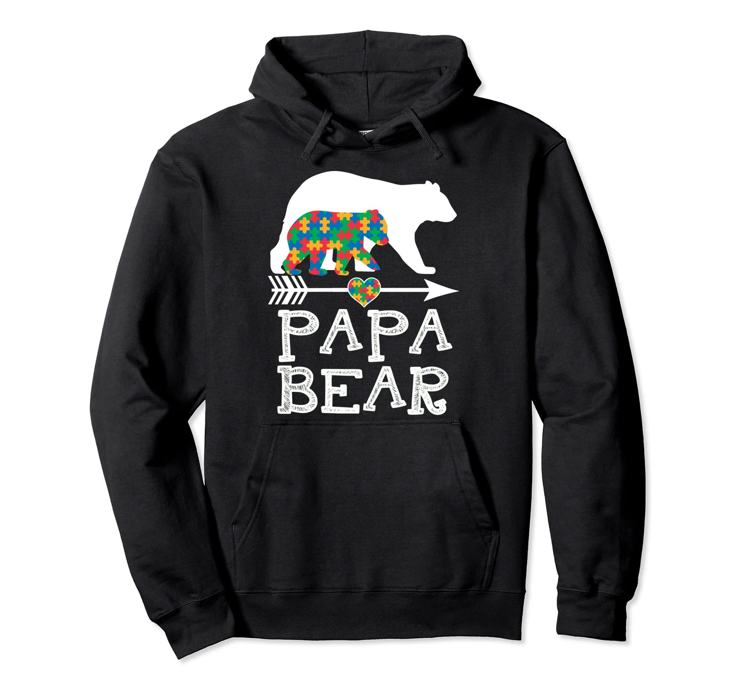 Papa Bear Autism Shirts Father Daddy Hoodie - Novelty Apparel for Adults - T-Shirt, Sweatshirt, Hoodie
