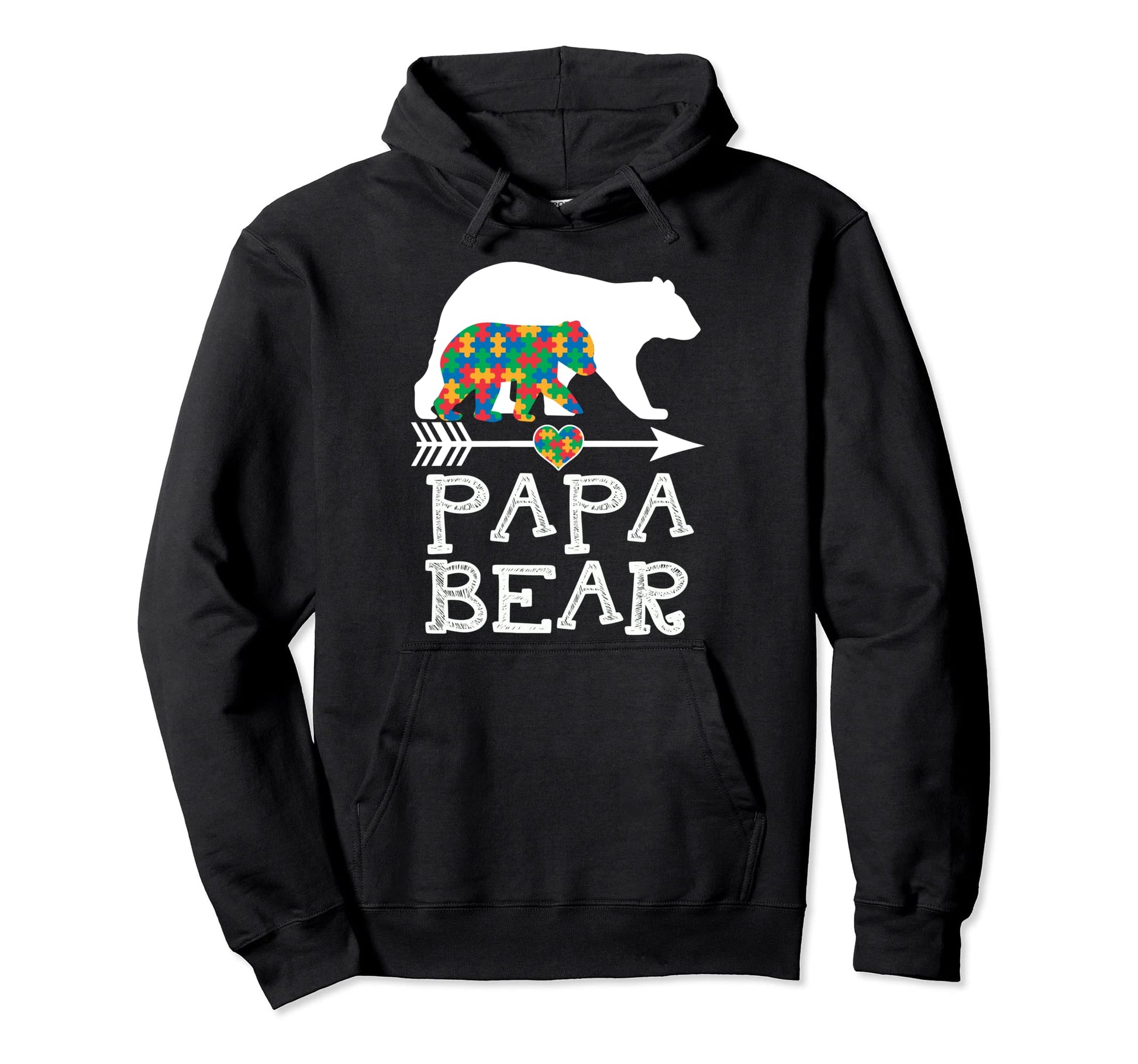 Papa Bear Autism Shirts Father Daddy Hoodie - Novelty Apparel for Adults - T-Shirt, Sweatshirt, Hoodie